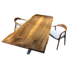 Mesa de comedor de madera maciza de nogal negro a medida