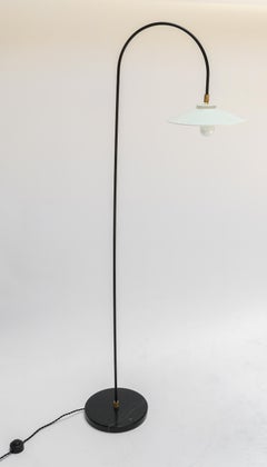 Custom Black & White Metal Mid Century Style Arch Floor Lamp By Adesso Imports