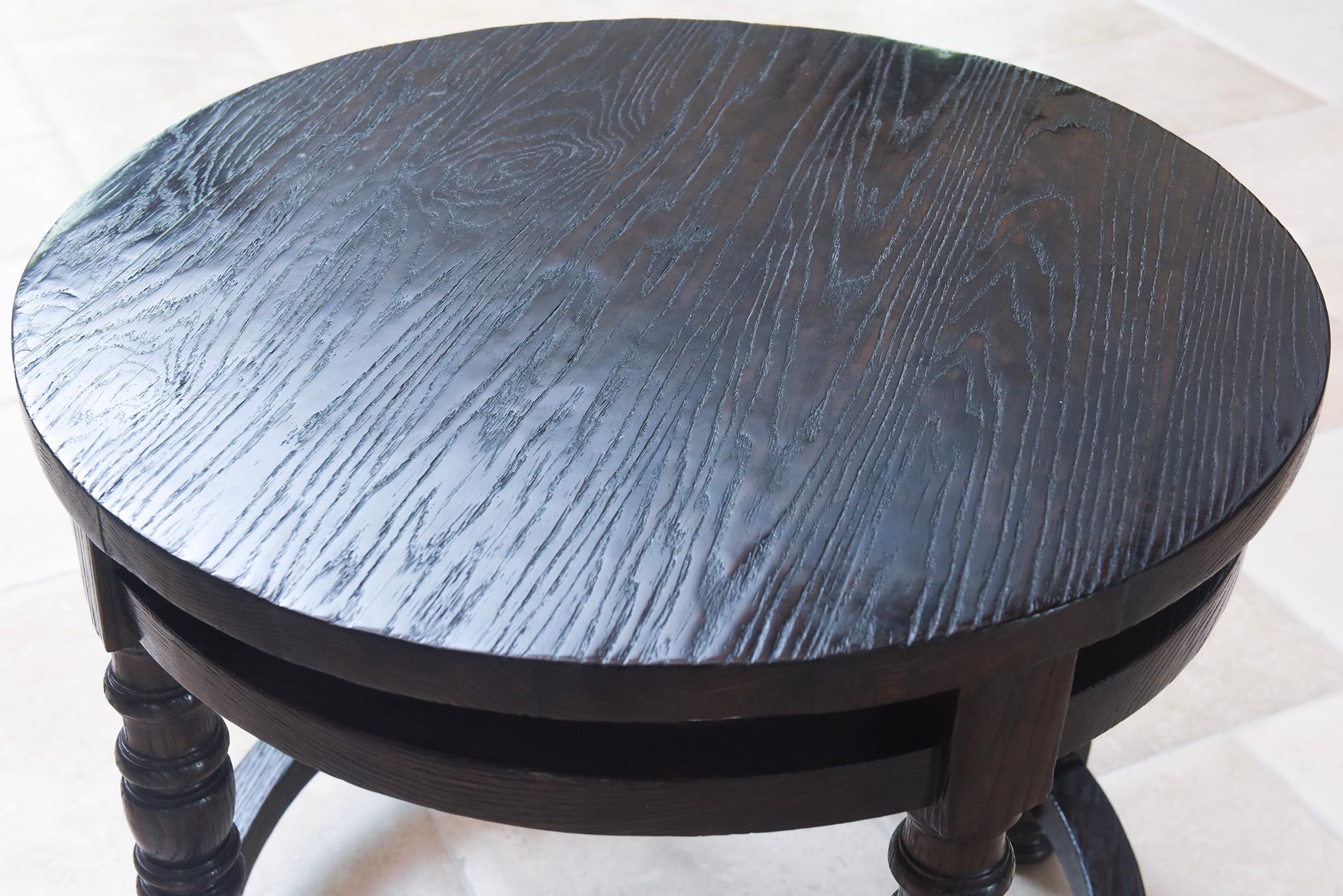 Hand-Carved Custom Black Wood Side Tables by Gregorius Pineo For Sale
