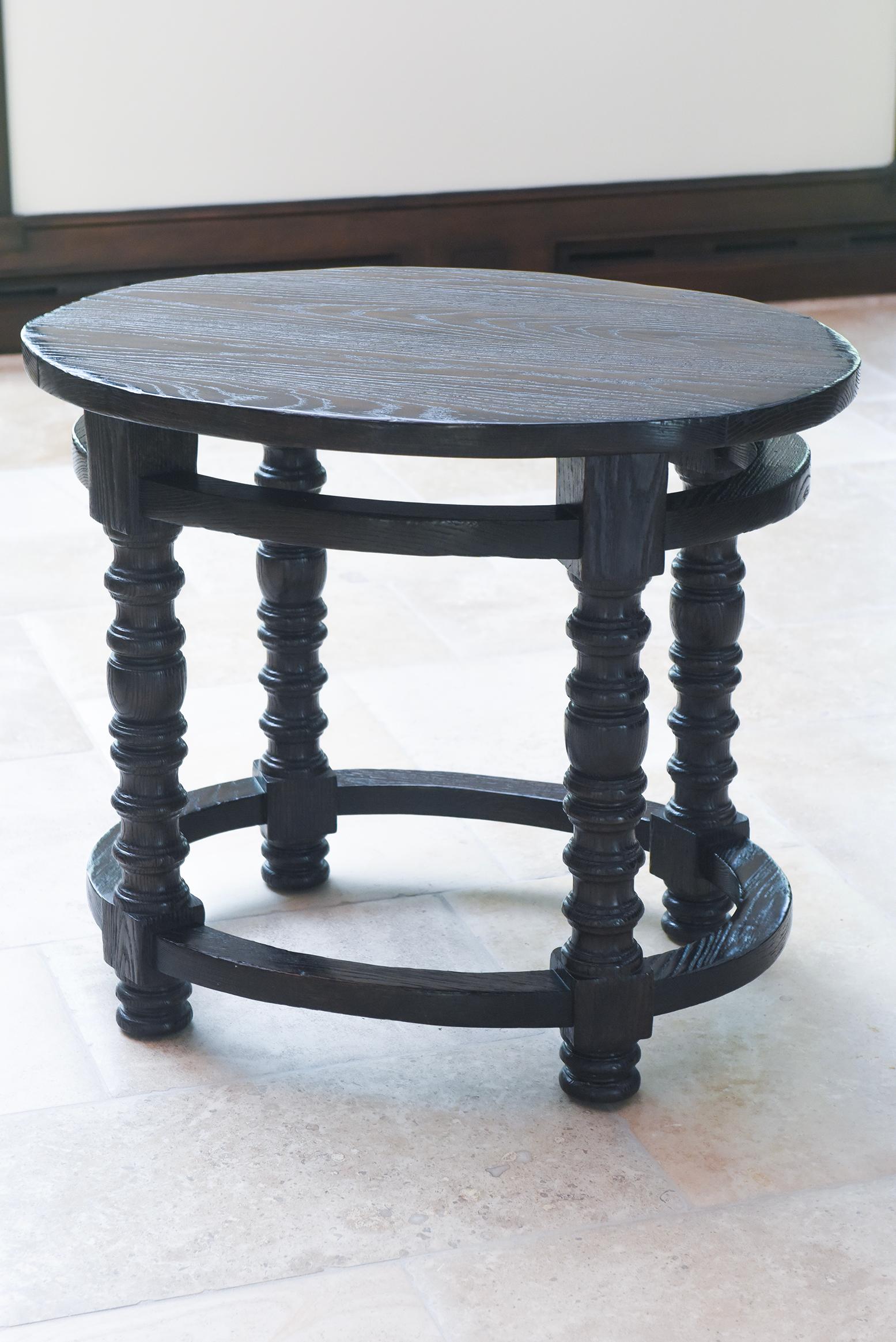 Contemporary Custom Black Wood Side Tables by Gregorius Pineo For Sale