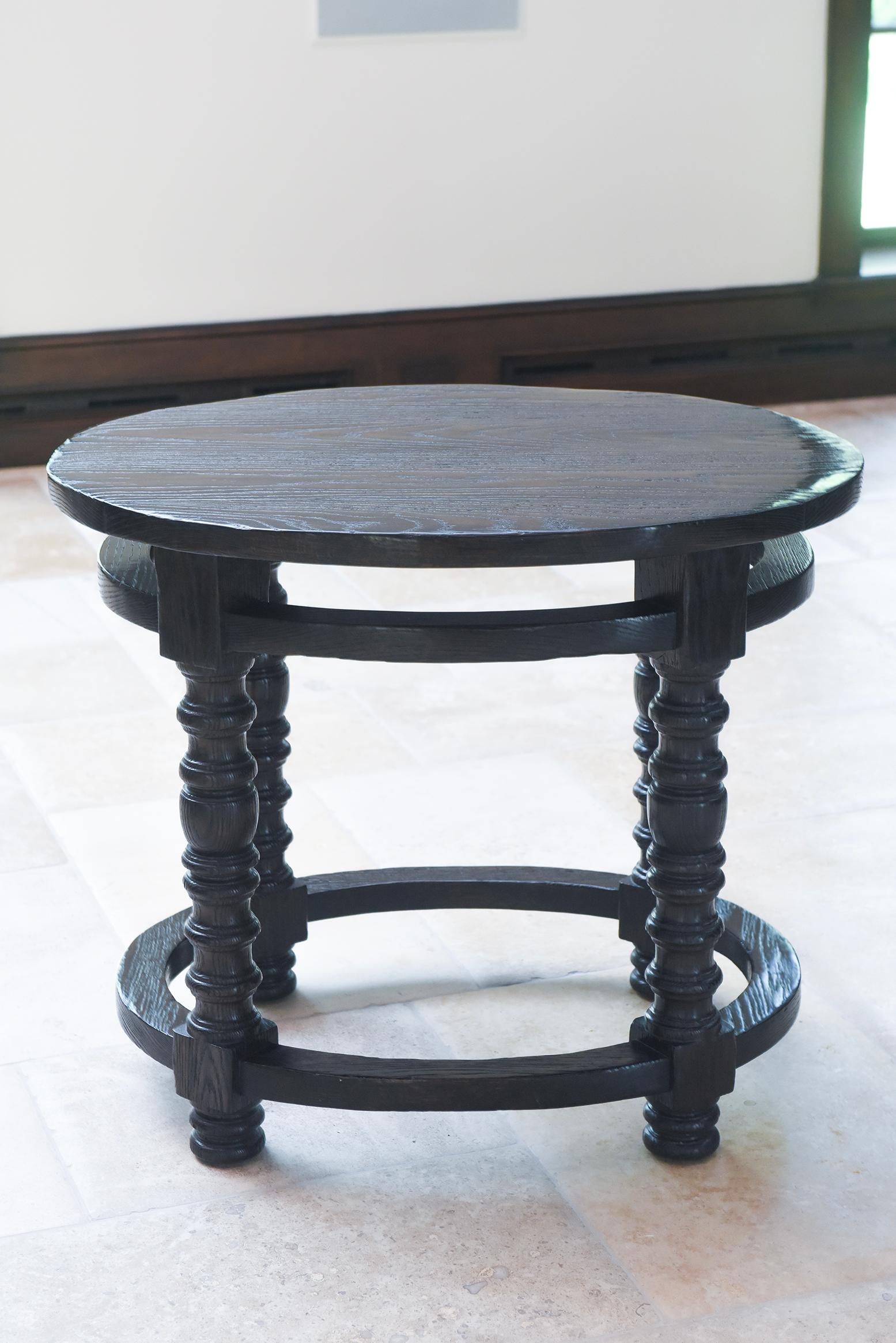 Custom Black Wood Side Tables by Gregorius Pineo For Sale 1