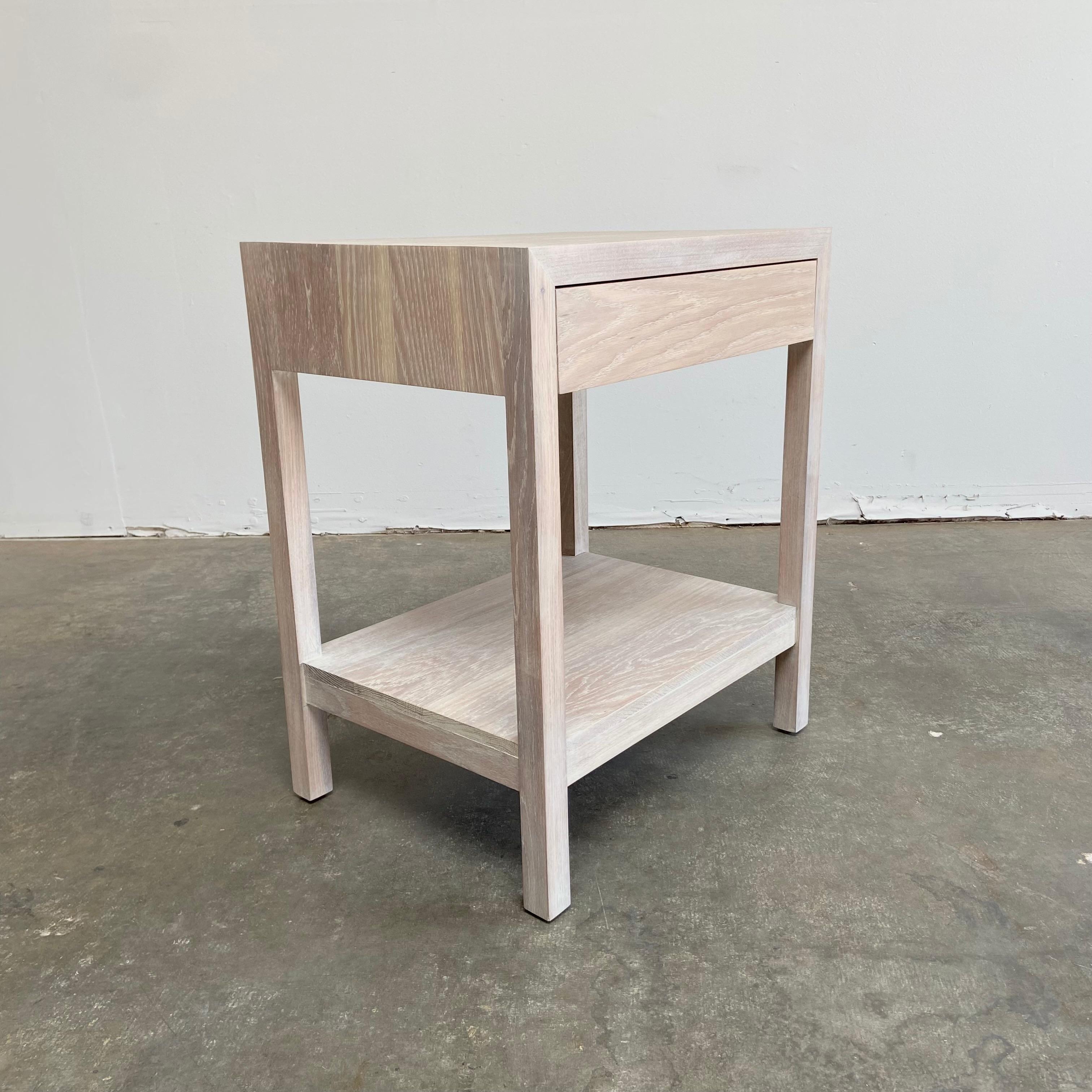 American Custom Bleached White Oak Nightstand Side Table