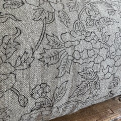 Custom Block Printed Natural Linen Lumbar Pillow Natural