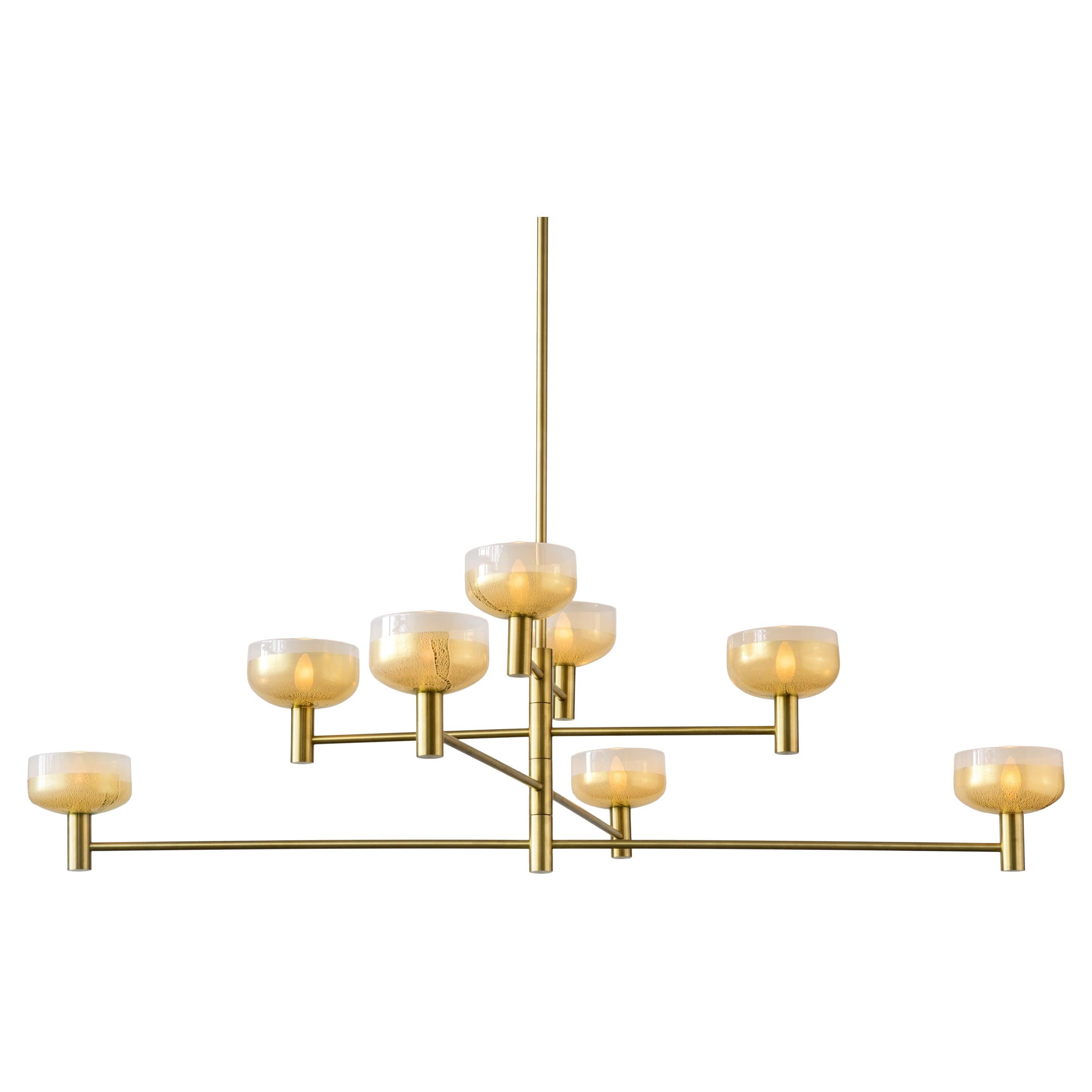 Custom Blown Glass and Metal Otto Luce Chandelier by Cartwright New York For Sale