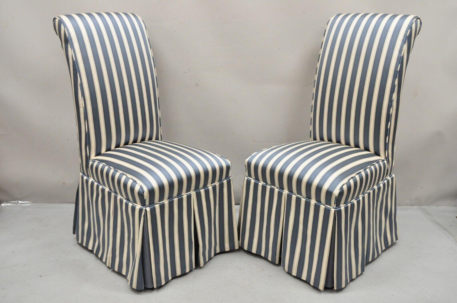 blue striped dining chair