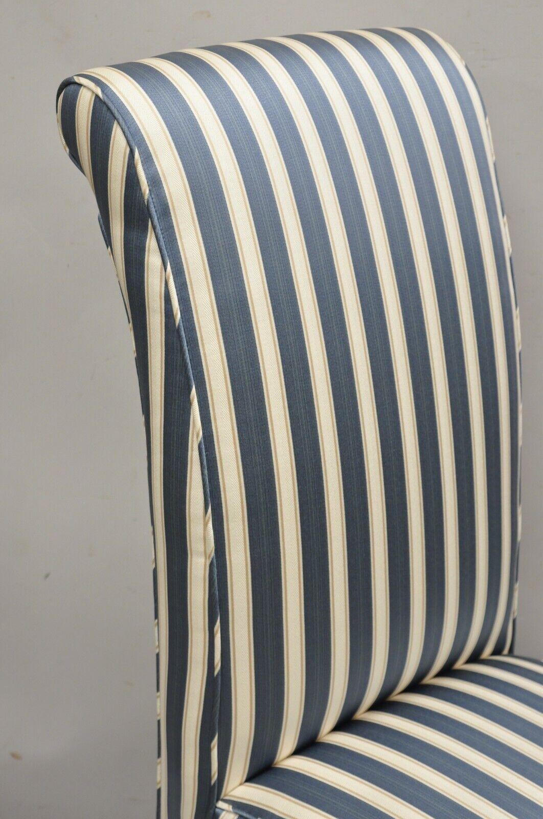 blue striped dining chairs