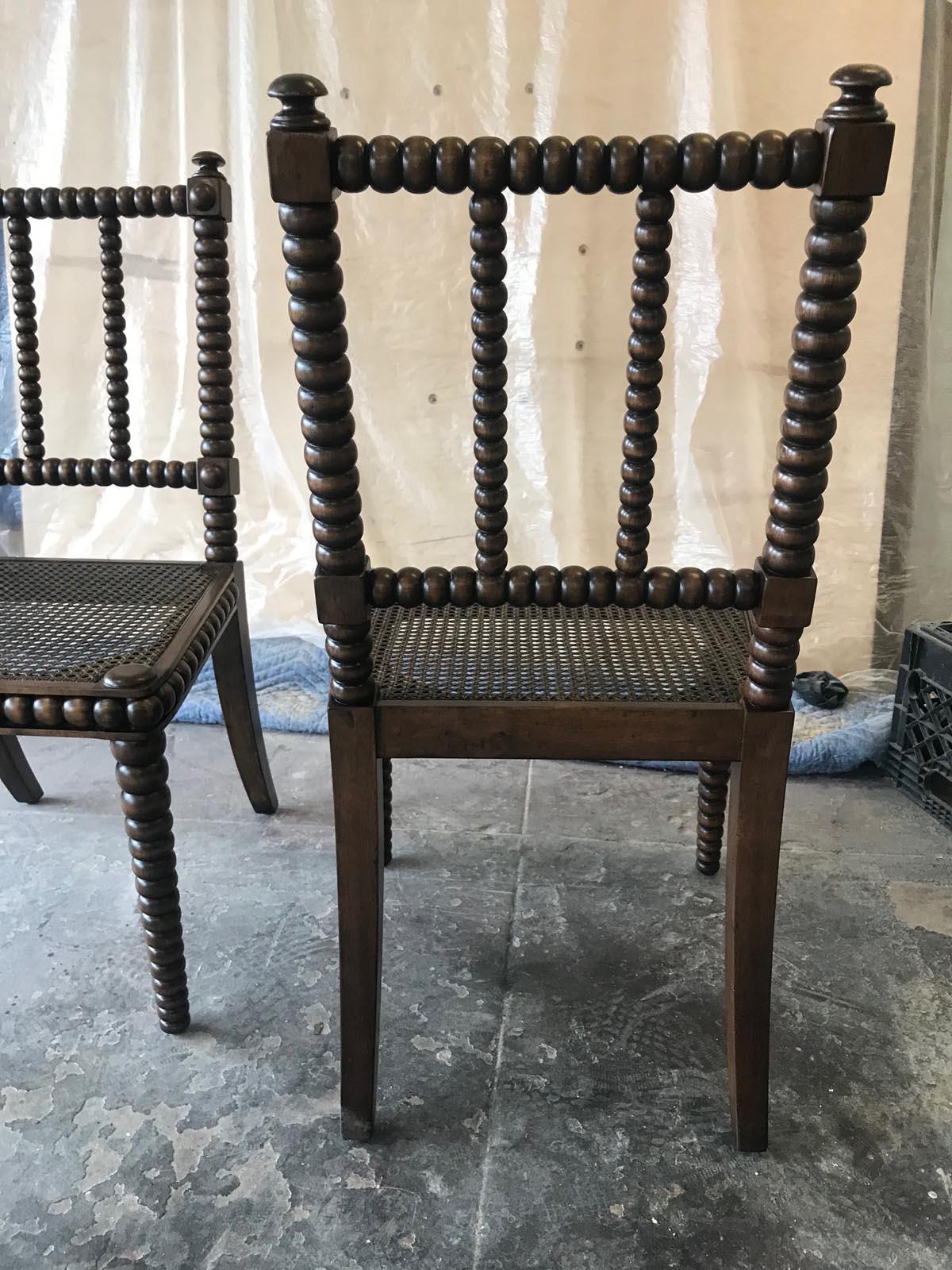 Custom Bobbin Arm Side Chair with Caned Seat by Dos Gallos Studio In New Condition For Sale In Los Angeles, CA