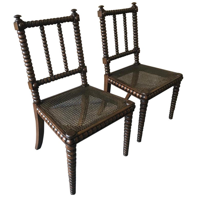 Custom Bobbin Arm Side Chair with Caned Seat For Sale at 1stDibs
