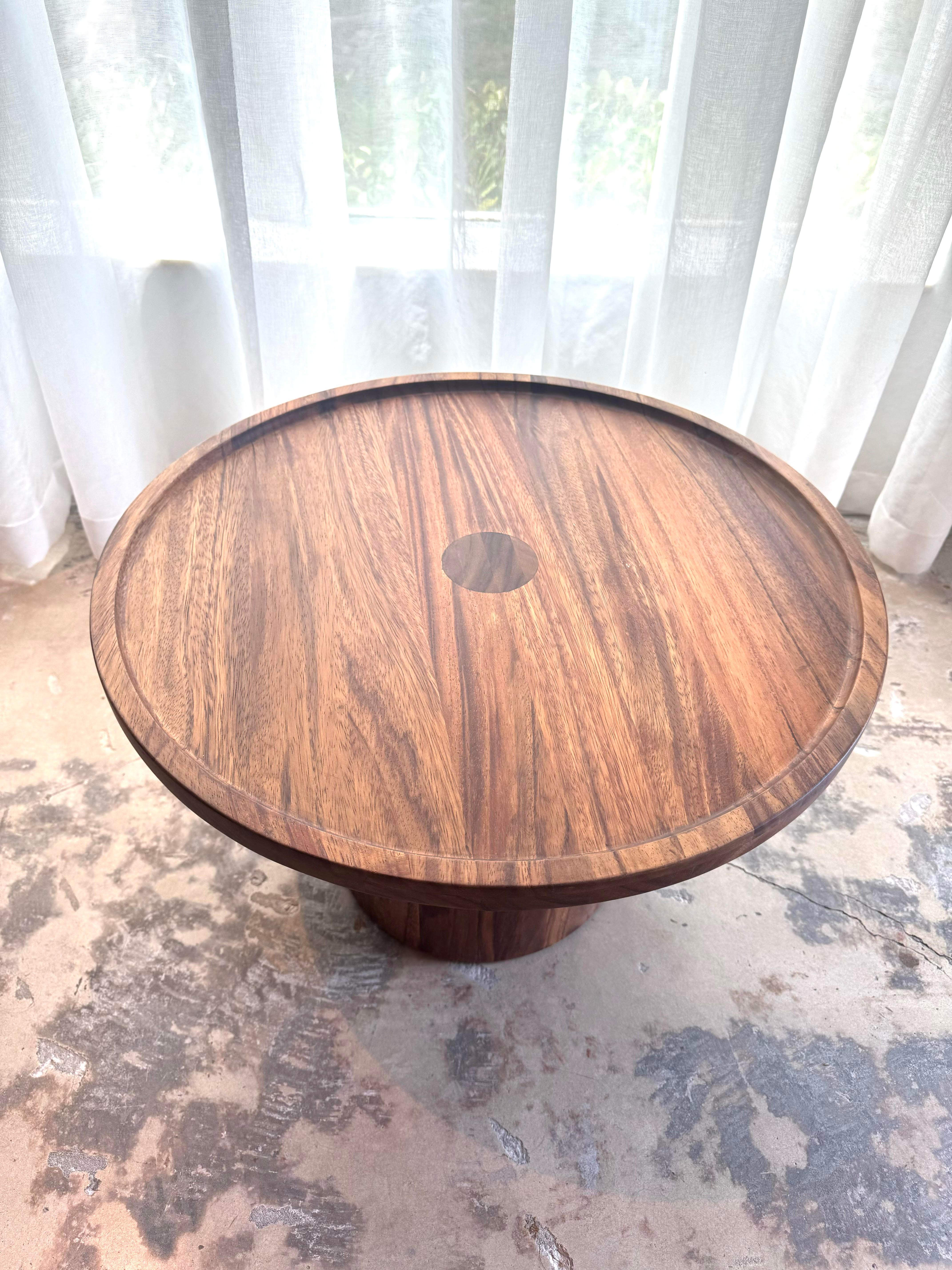 Modern Custom Boton One Side Table in Conacaste Solid Wood by Labrica For Sale