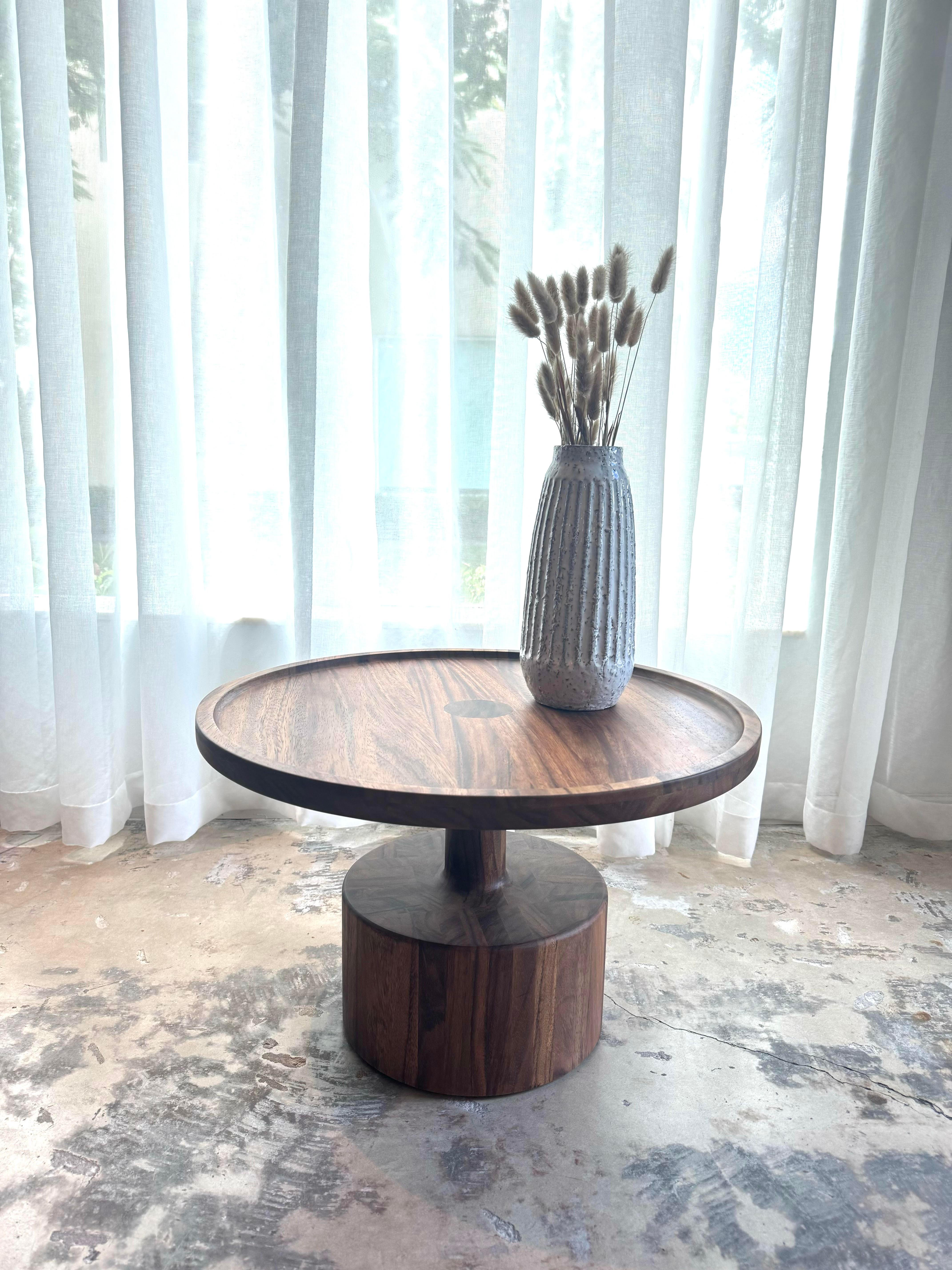 Guatemalan Custom Boton One Side Table in Conacaste Solid Wood by Labrica For Sale