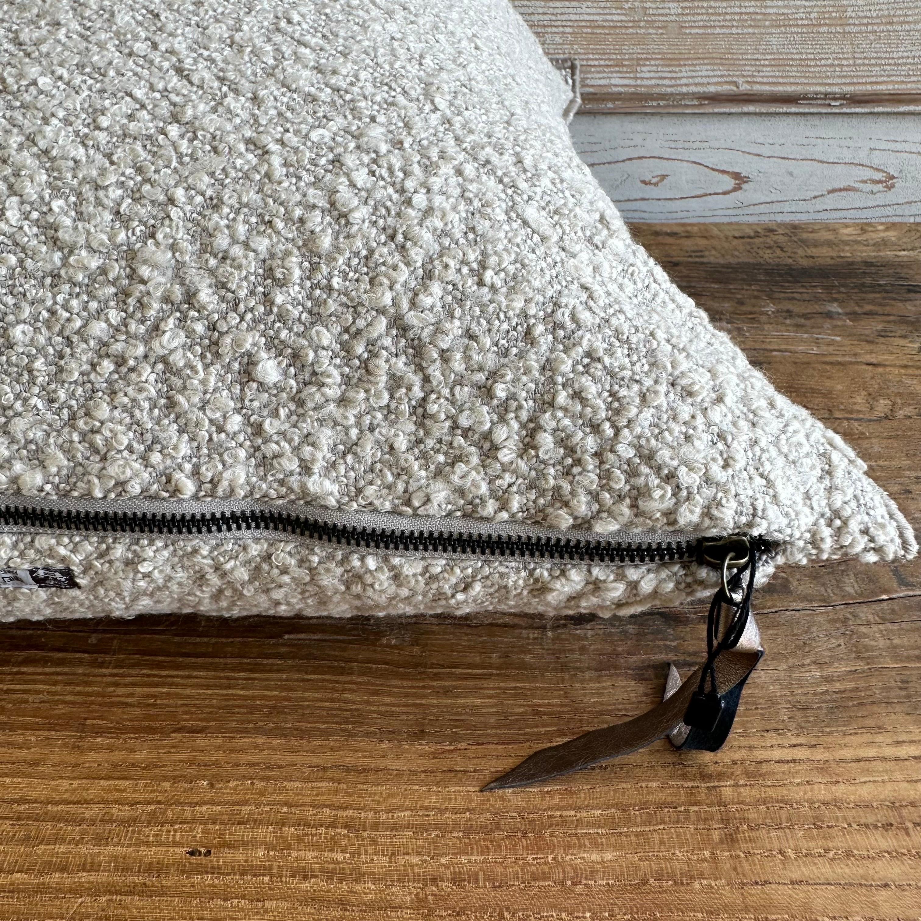 Contemporary Custom Boucle French Natural in Tweed Style with Down Feather Insert For Sale