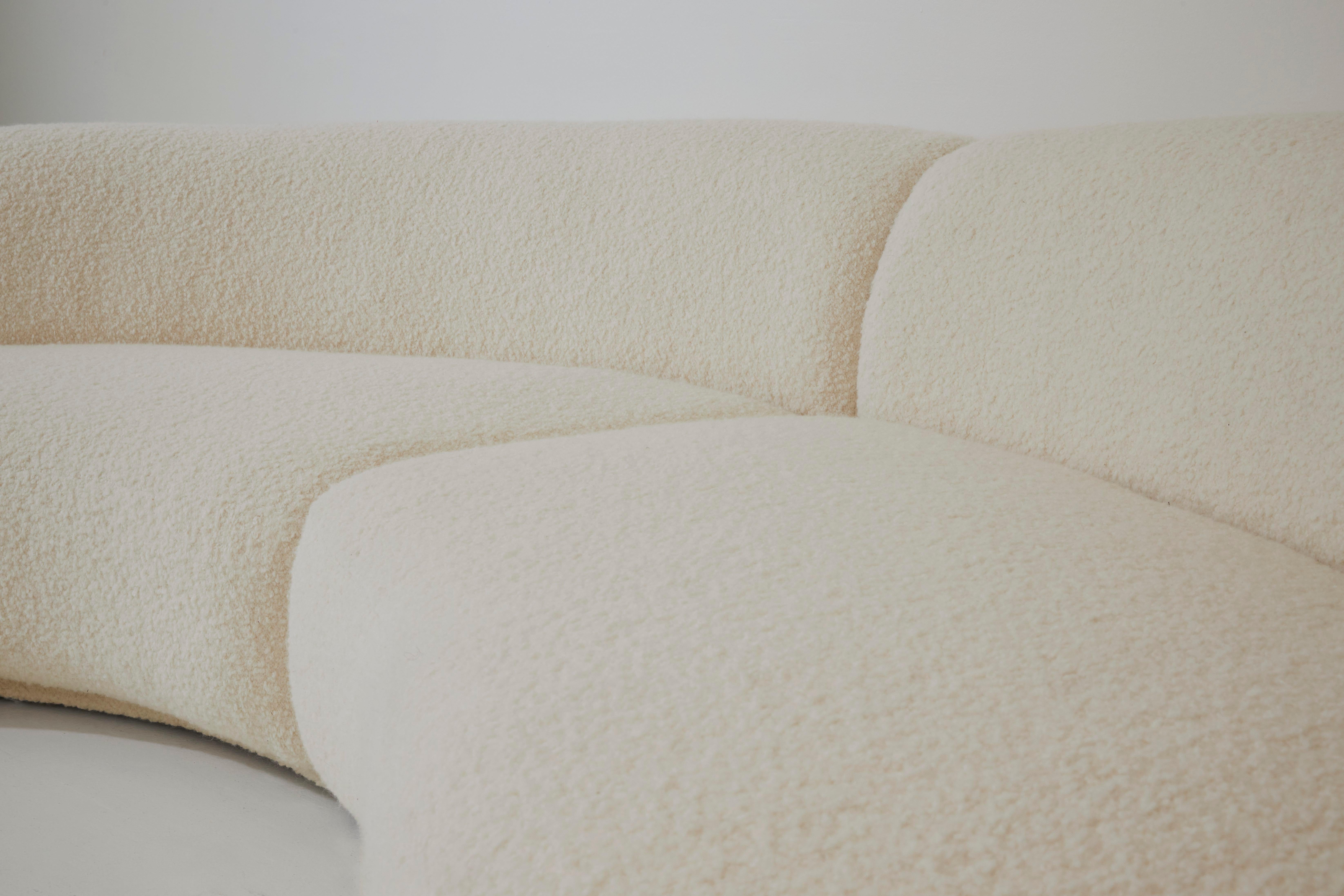 Contemporary Custom Bouclé Wool Couch, Made in Paris  For Sale