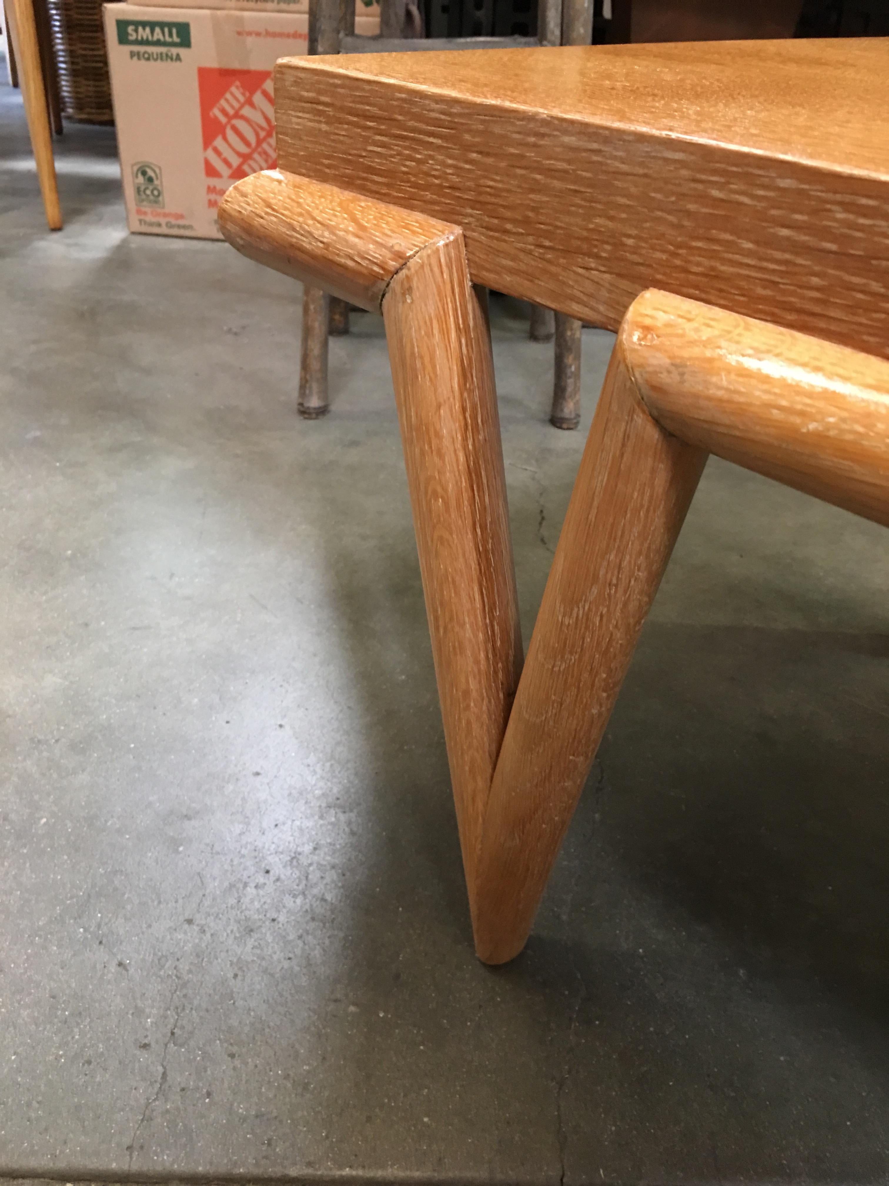 Custom Boutique Midcentury Coffee Table and Side Table Set with V