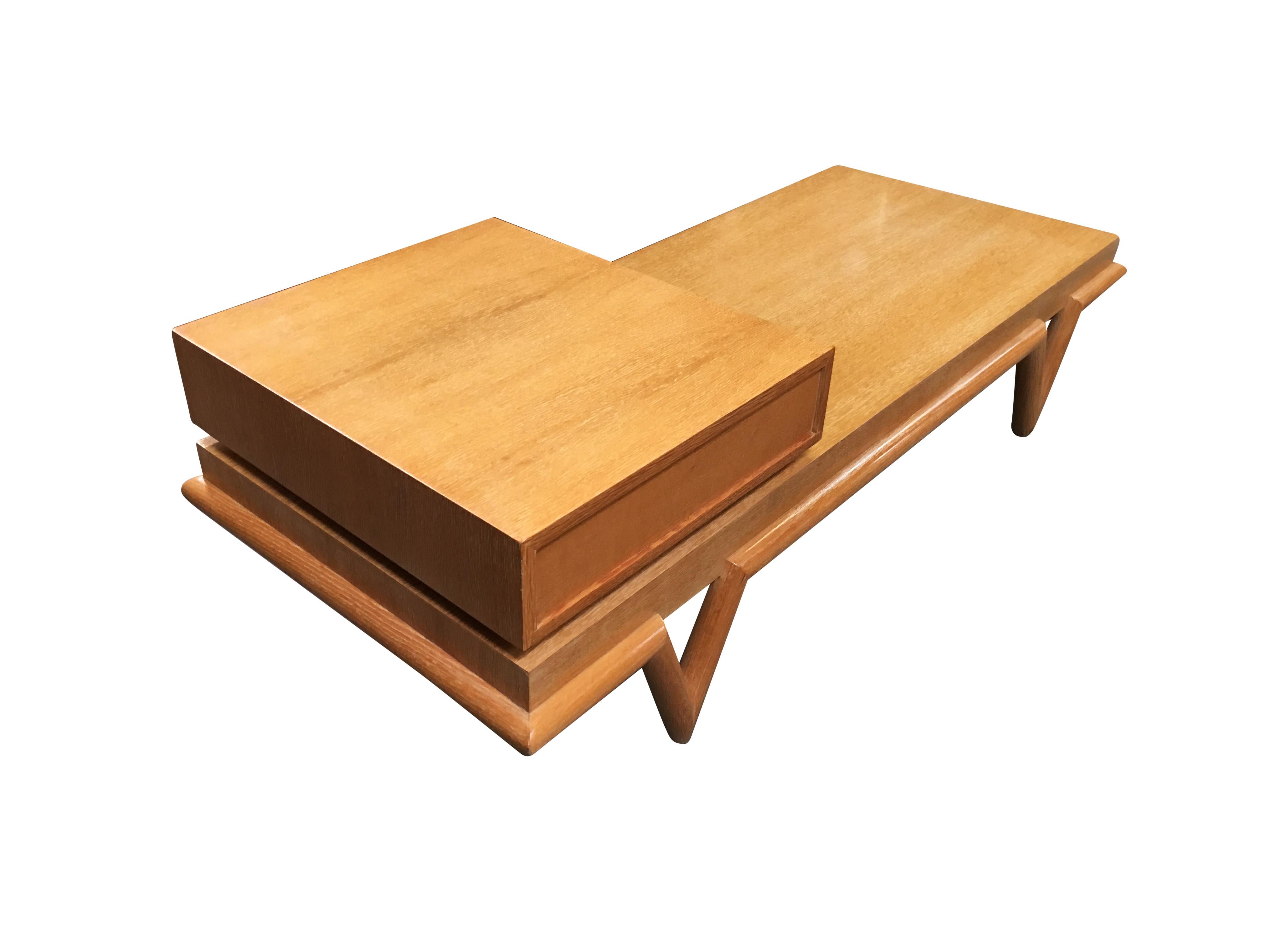 Custom Boutique Midcentury Coffee Table and Side Table Set with V