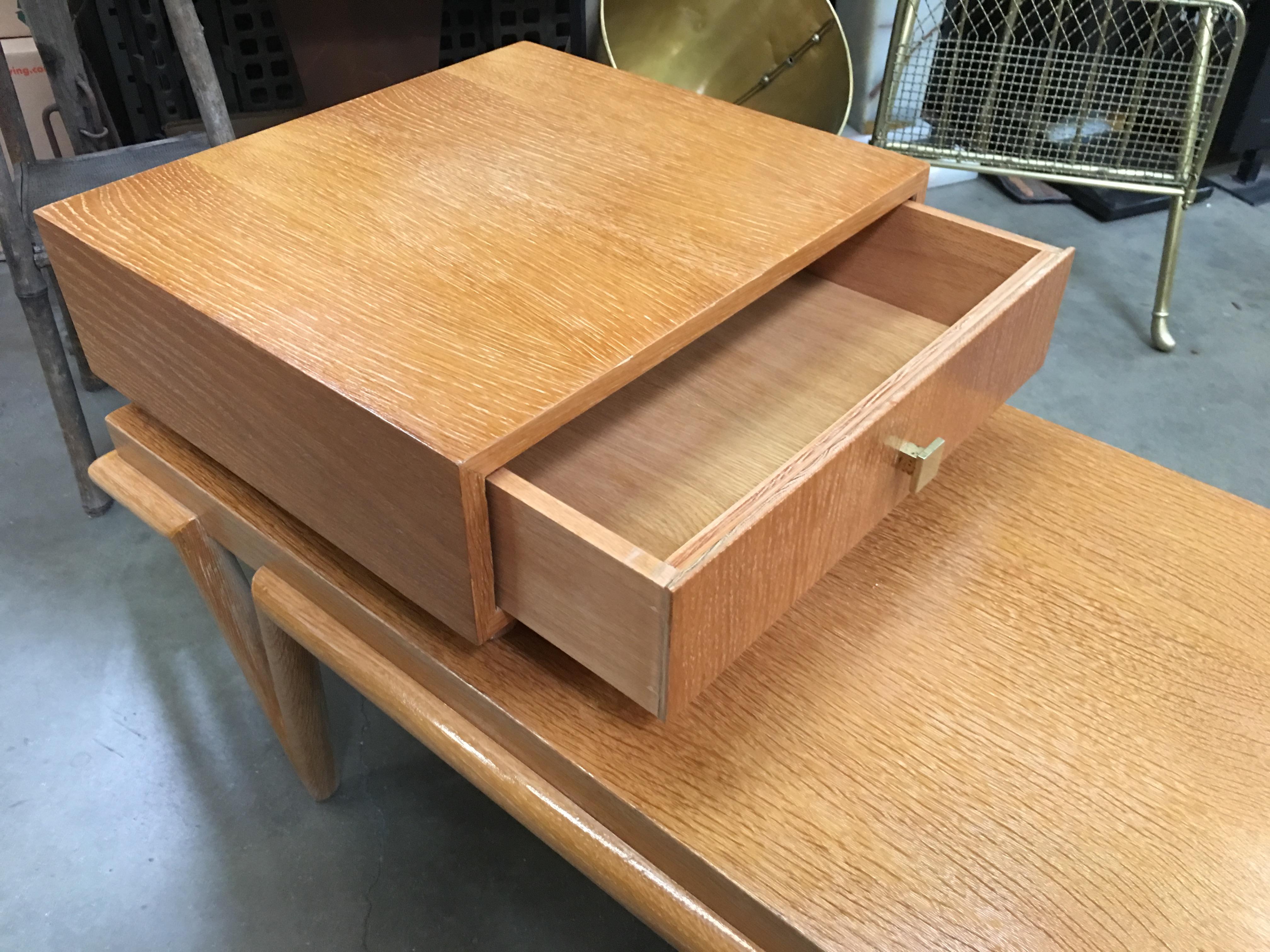 Custom Boutique Midcentury Coffee Table and Side Table Set with V