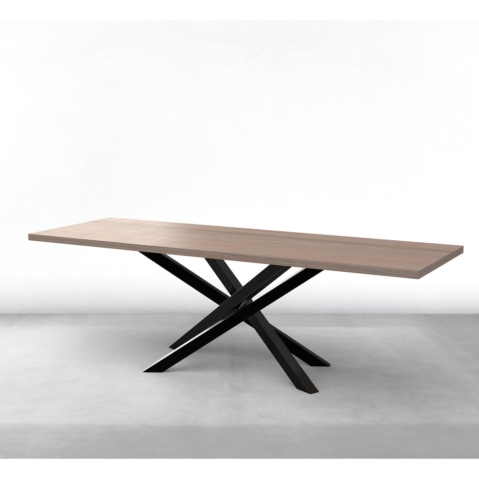 Custom Bower Meeting Table Made from Solid Wood with Metal Base For Sale 5