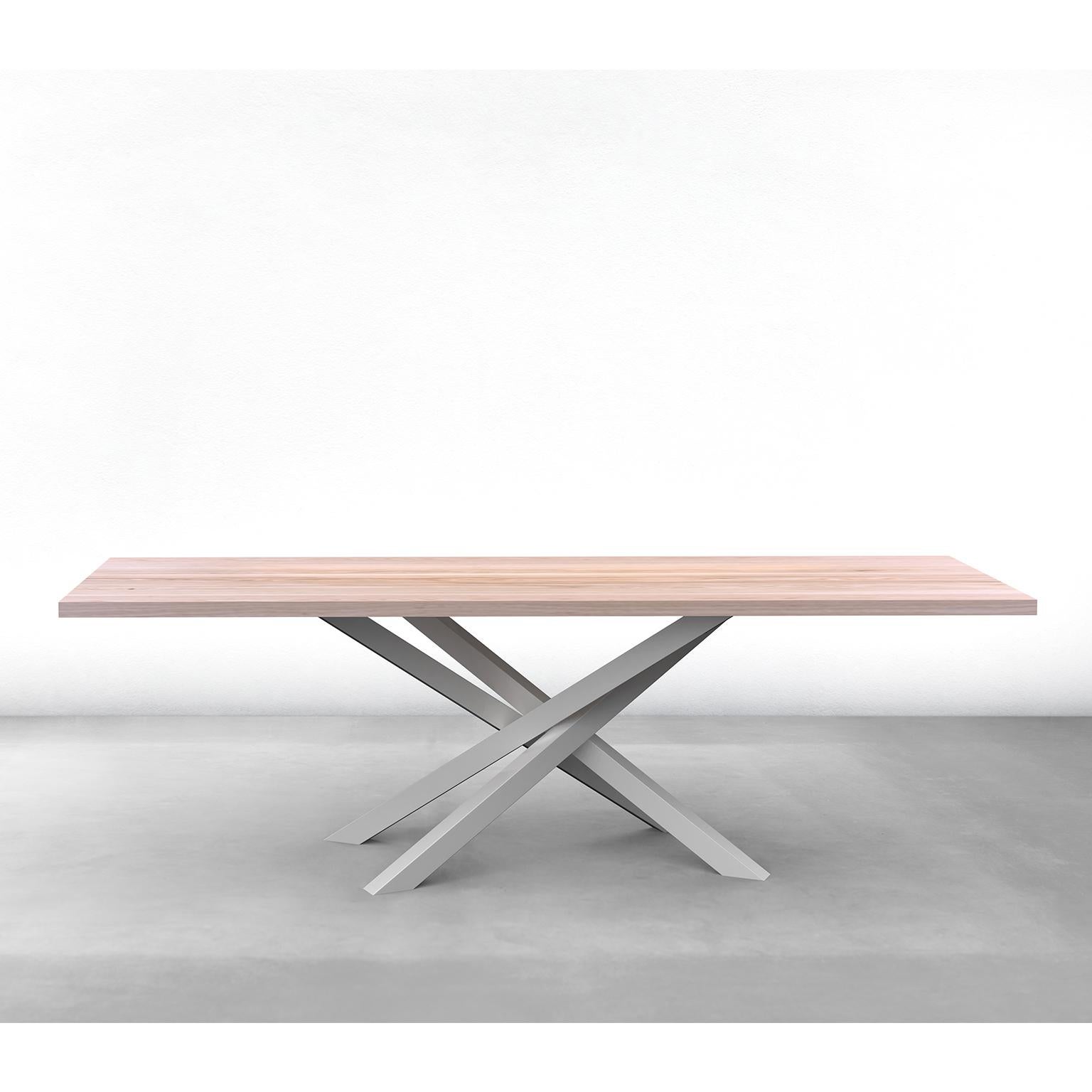 Custom Bower Meeting Table Made from Solid Wood with Metal Base For Sale 6