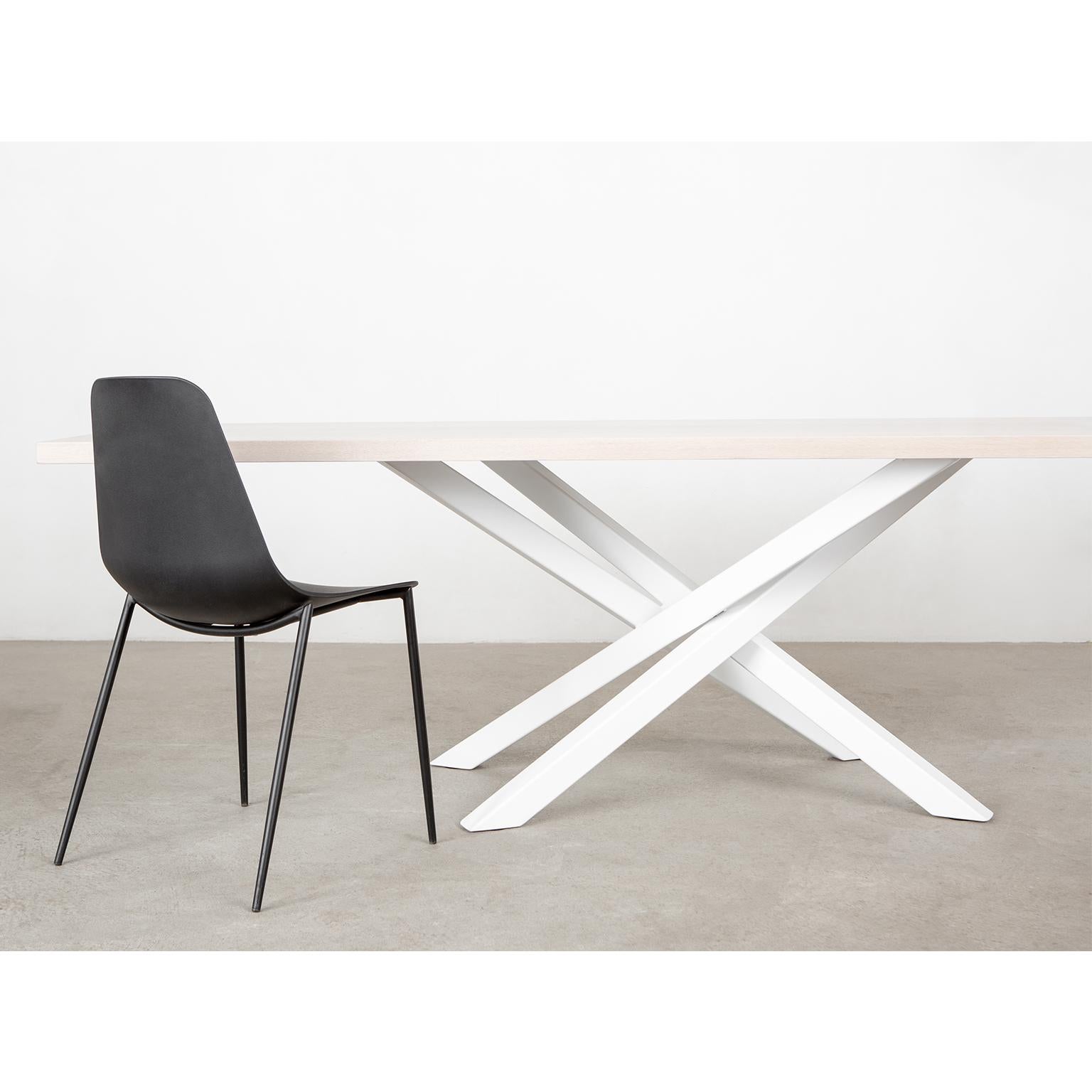 Canadian Custom Bower Meeting Table Made from Solid Wood with Metal Base For Sale