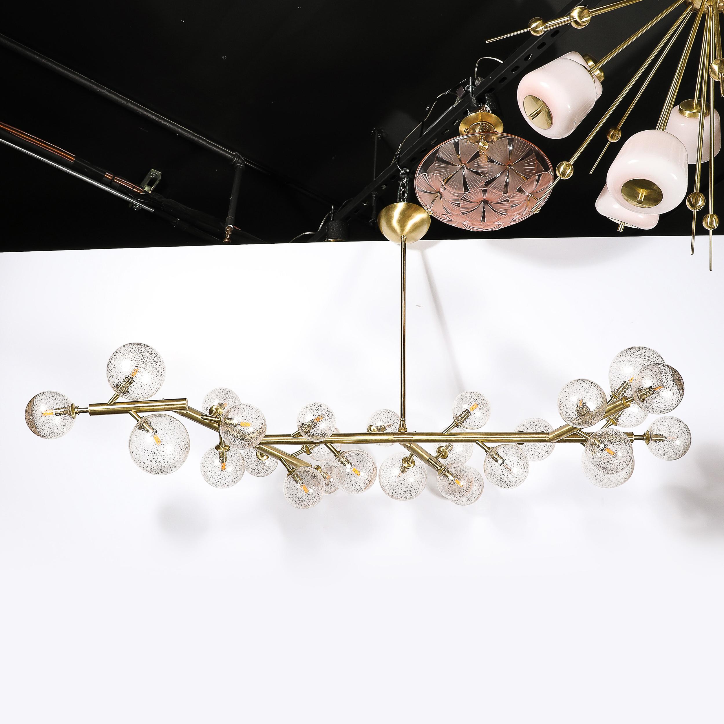 Custom Branch Form Hand-blown Murano Glass w/ 24k Gold & Brass Fitted Chandelier For Sale 7