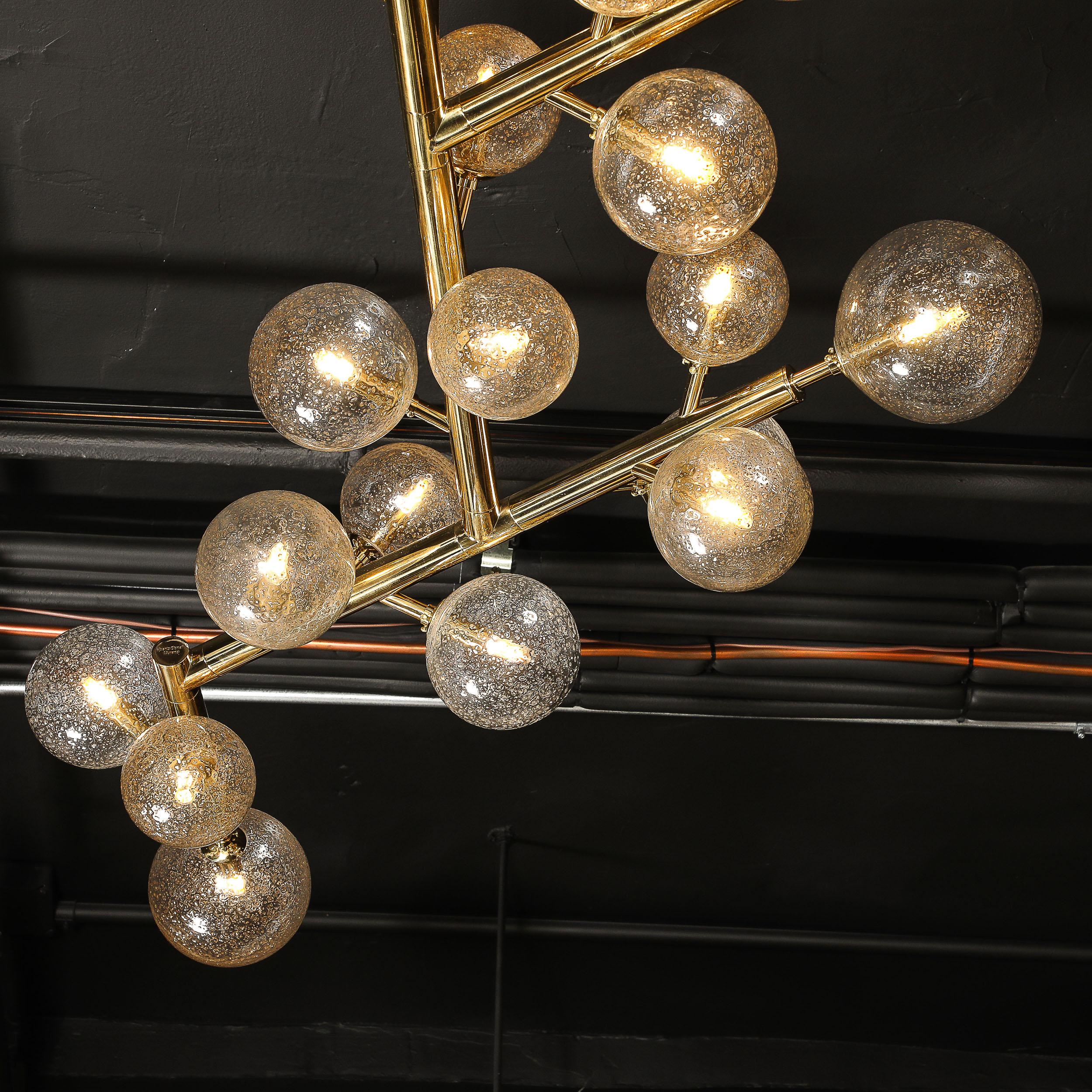 Lustre en verre de Murano soufflé à la main avec garniture en or 24k et laiton, de forme Branch sur mesure en vente 6