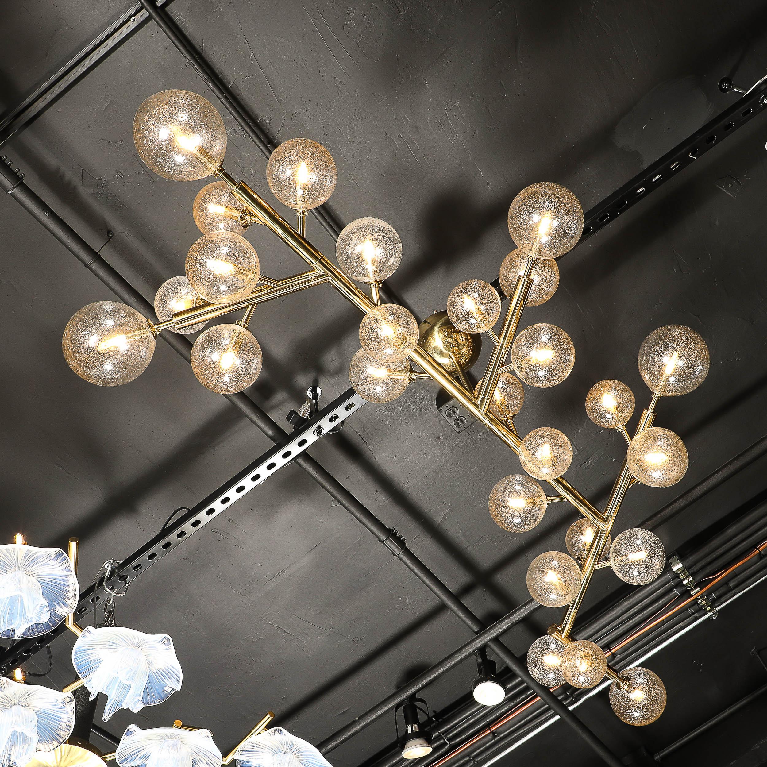 Lustre en verre de Murano soufflé à la main avec garniture en or 24k et laiton, de forme Branch sur mesure en vente 7