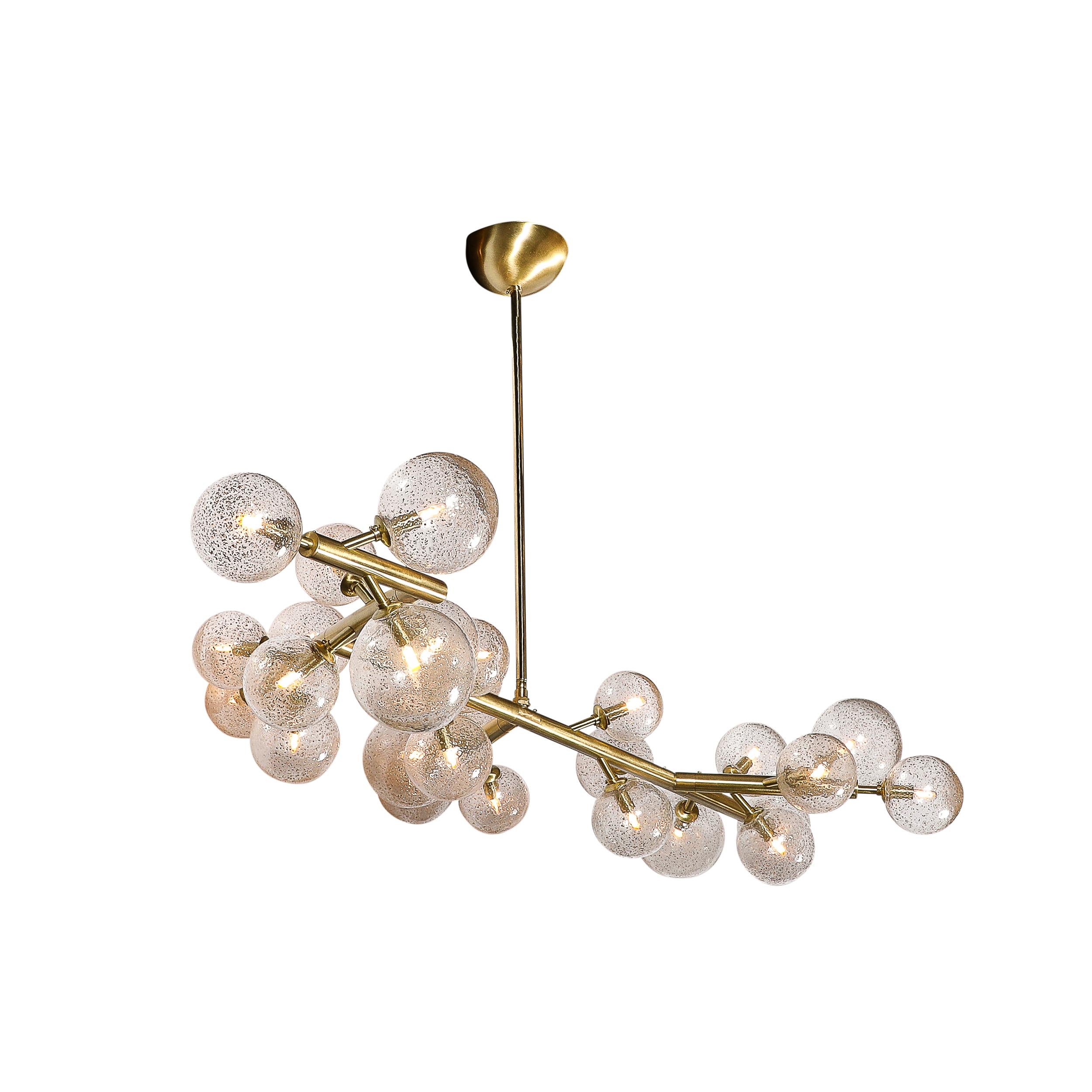 Modern Custom Branch Form Hand-blown Murano Glass w/ 24k Gold & Brass Fitted Chandelier For Sale