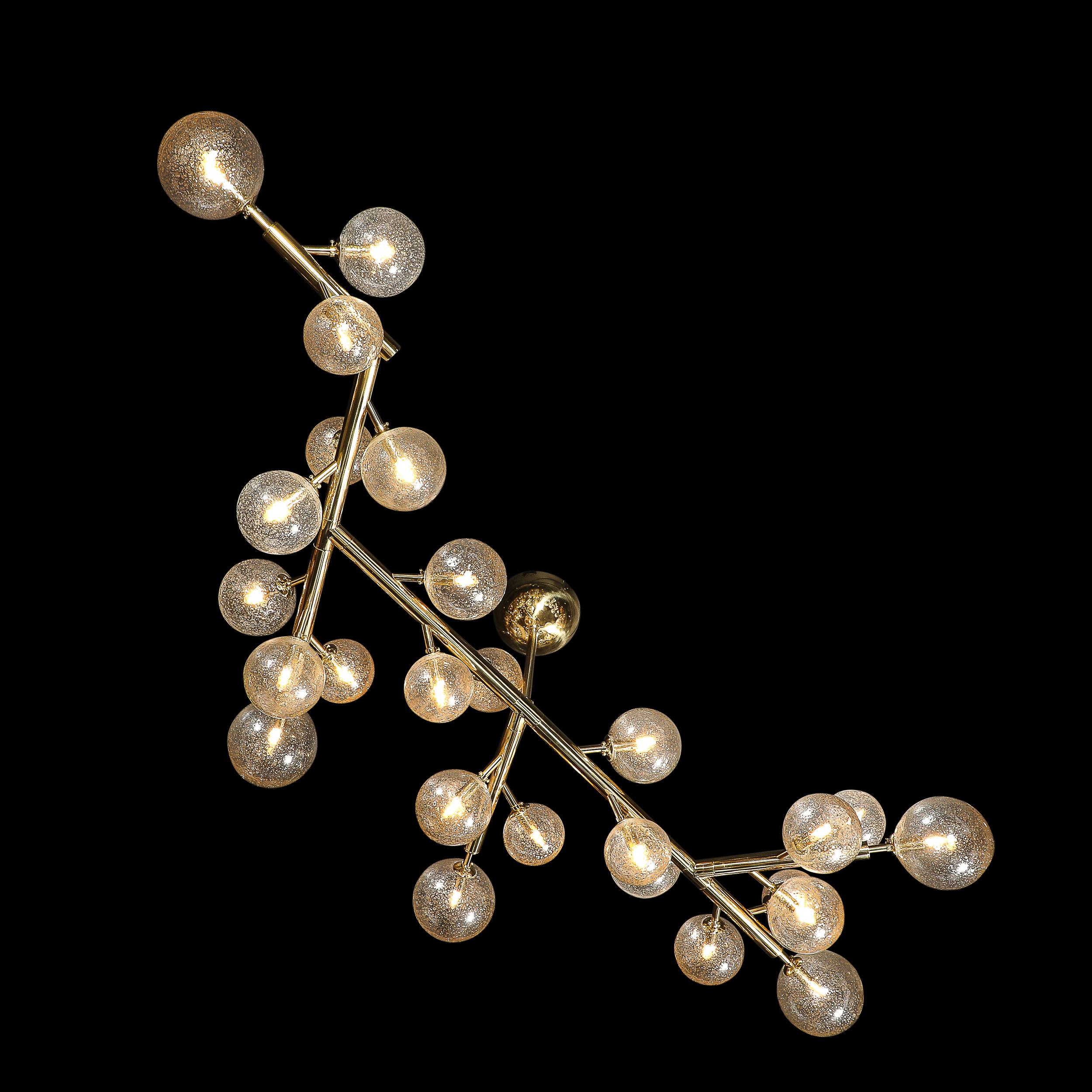Moderne Lustre en verre de Murano soufflé à la main avec garniture en or 24k et laiton, de forme Branch sur mesure en vente