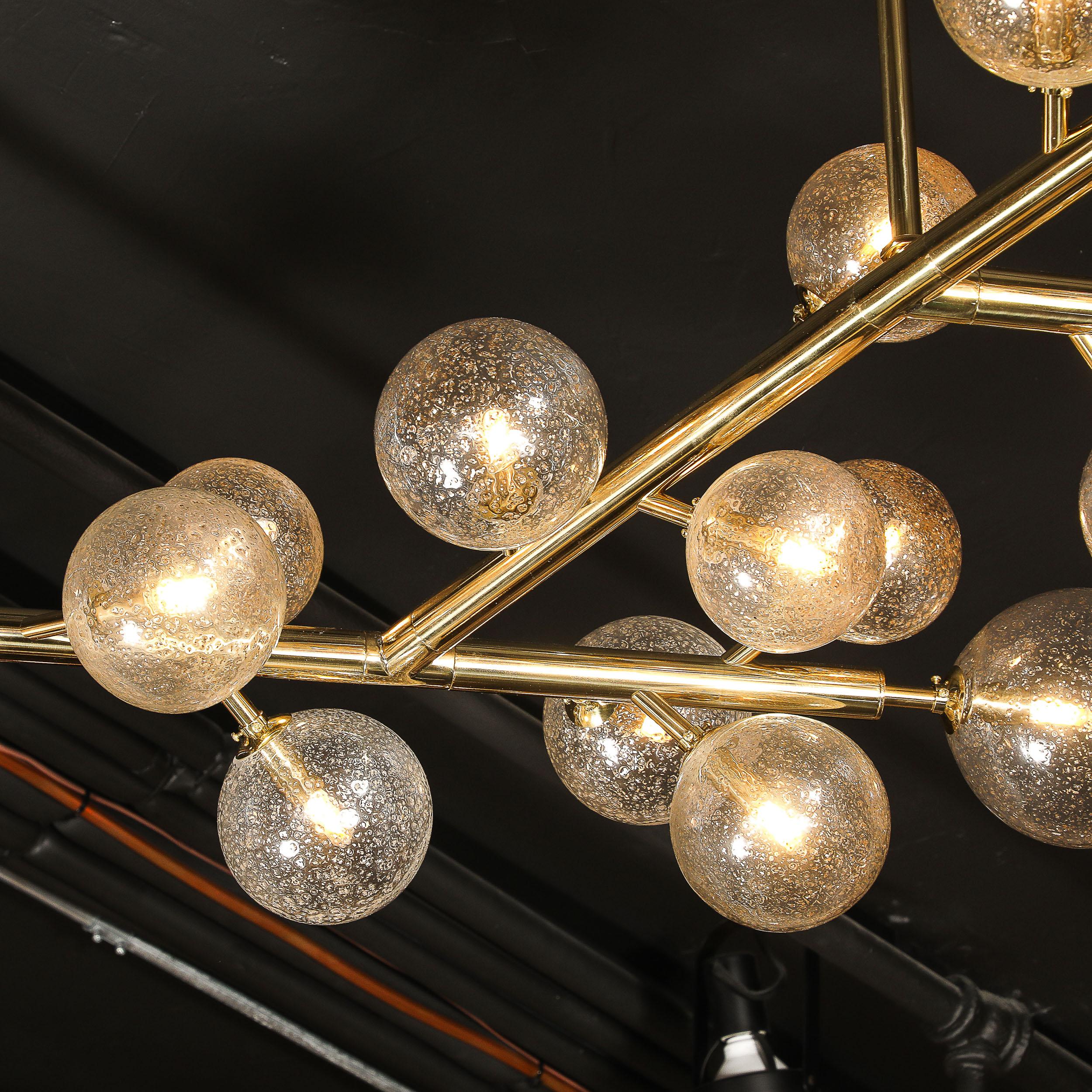 XXIe siècle et contemporain Lustre en verre de Murano soufflé à la main avec garniture en or 24k et laiton, de forme Branch sur mesure en vente