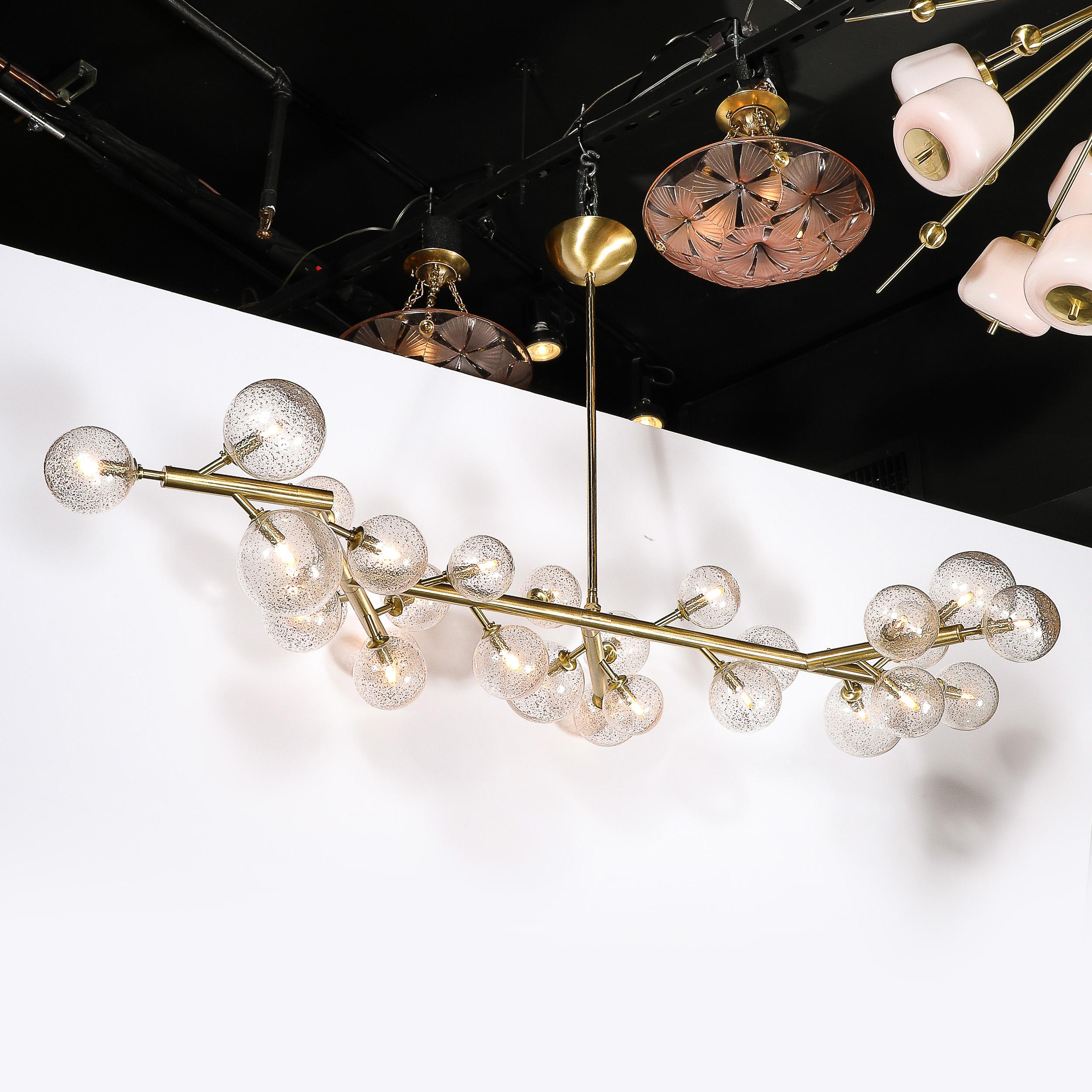 Custom Branch Form Hand-blown Murano Glass w/ 24k Gold & Brass Fitted Chandelier For Sale 2