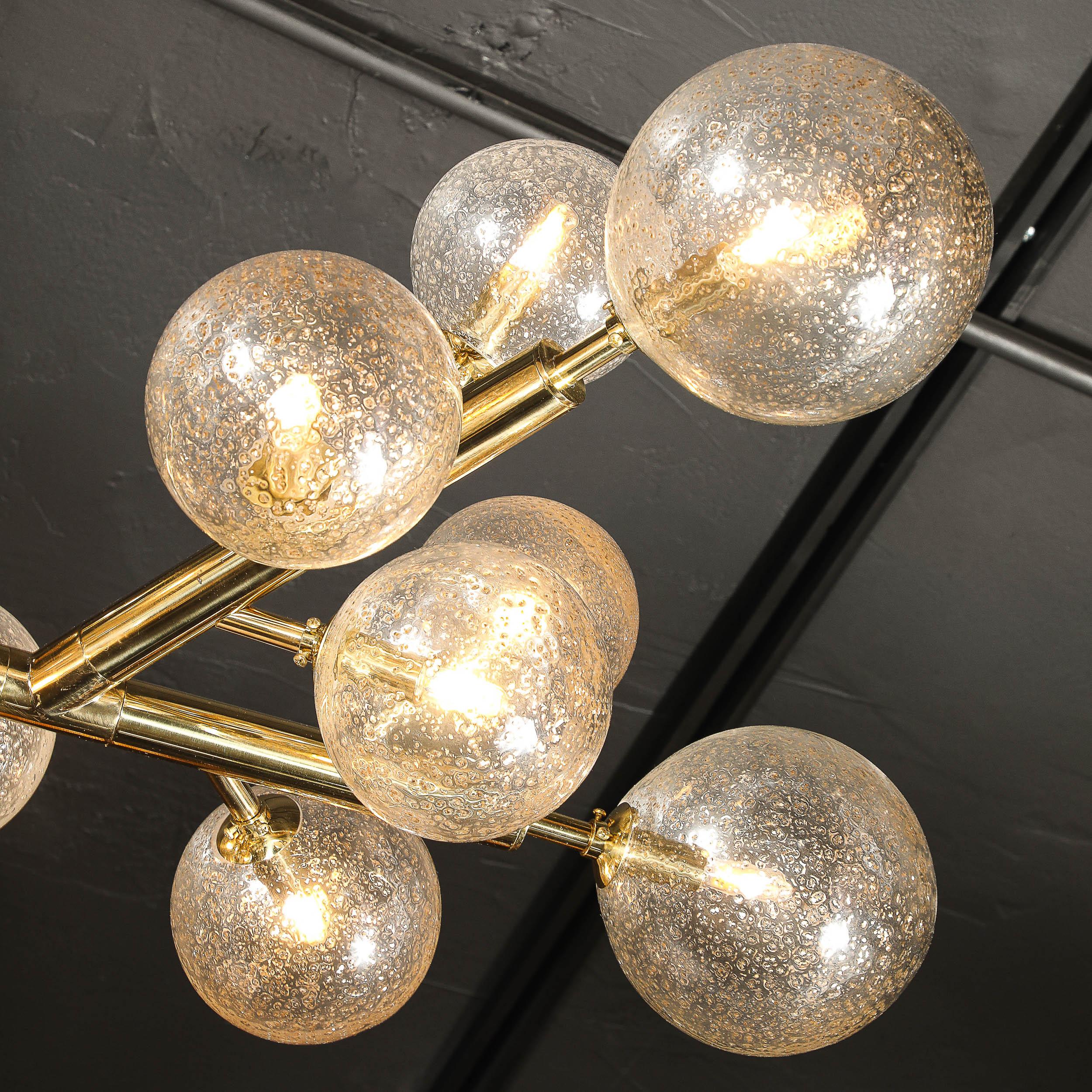 Lustre en verre de Murano soufflé à la main avec garniture en or 24k et laiton, de forme Branch sur mesure en vente 1