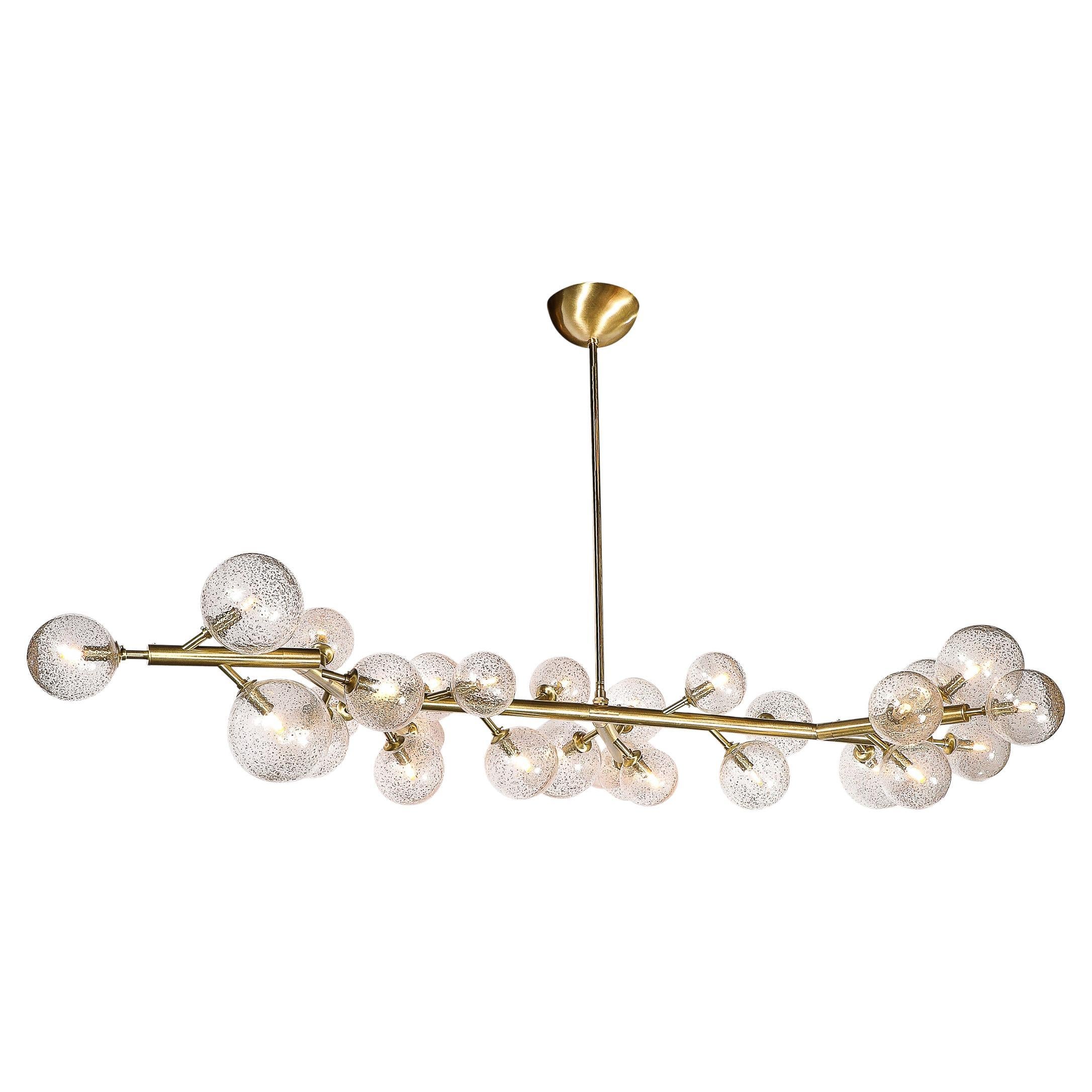 Custom Branch Form Hand-blown Murano Glass w/ 24k Gold & Brass Fitted Chandelier For Sale