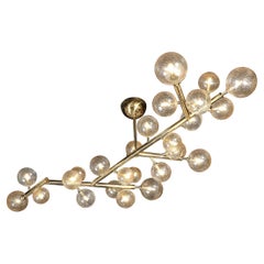 Custom Branch Form Hand-blown Murano Glass w/ 24k Gold & Brass Fitted Chandelier