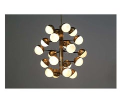 Custom Brass 20 Ball Mid Century Style Chandelier
