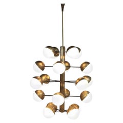 Custom Brass 20 Ball Mid Century Style Chandelier