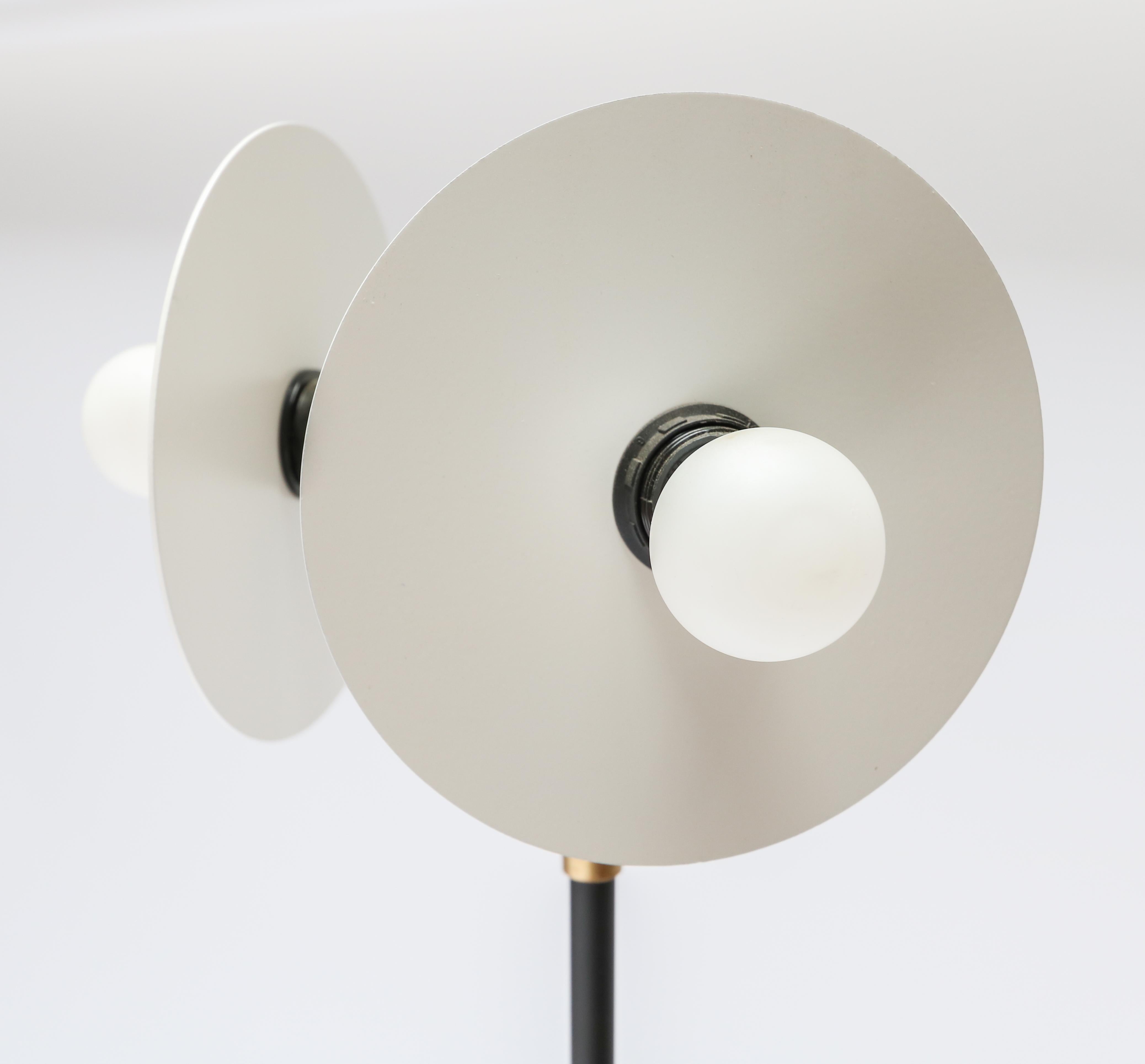 Mid-Century Modern Custom Brass and Black & White Metal Midcentury Style Floor Lamp For Sale