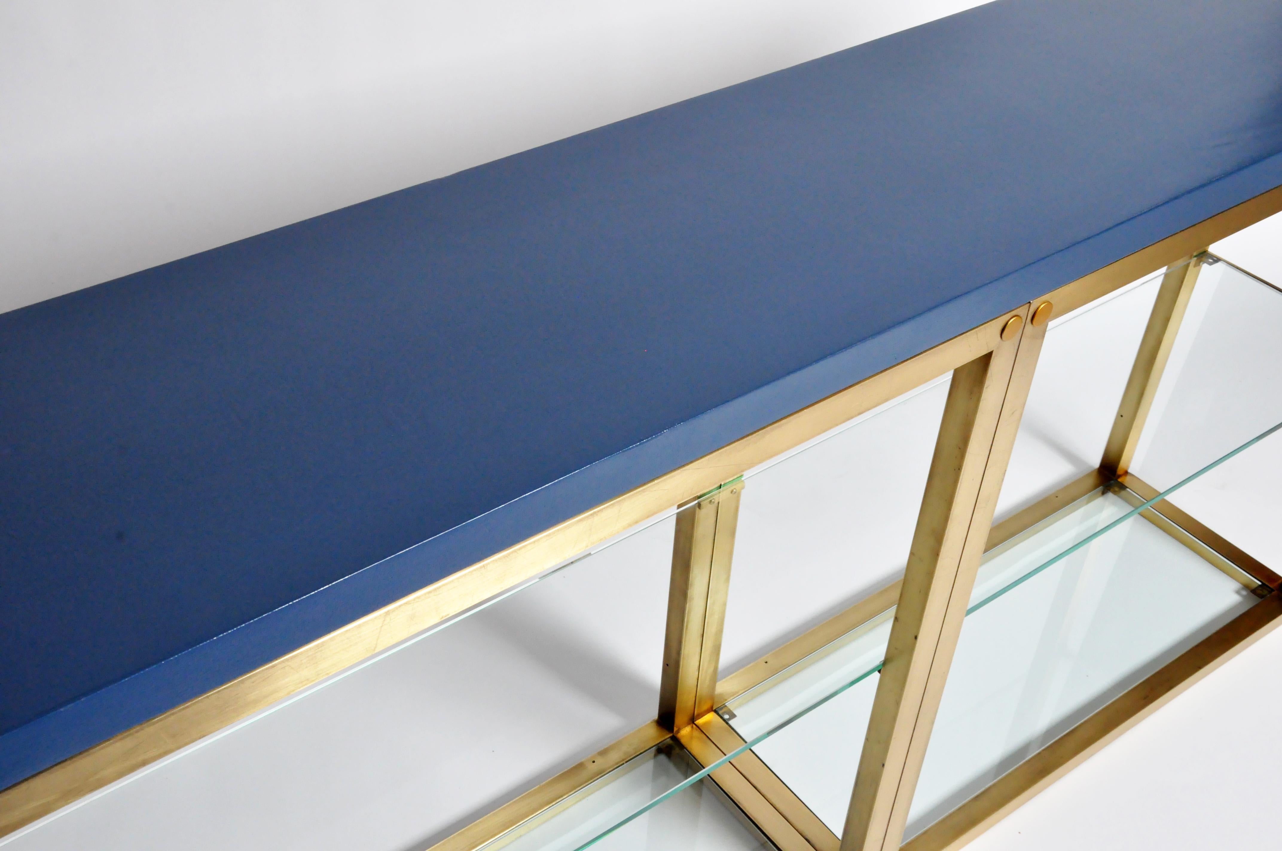 Custom Brass and Glass Console Table 13