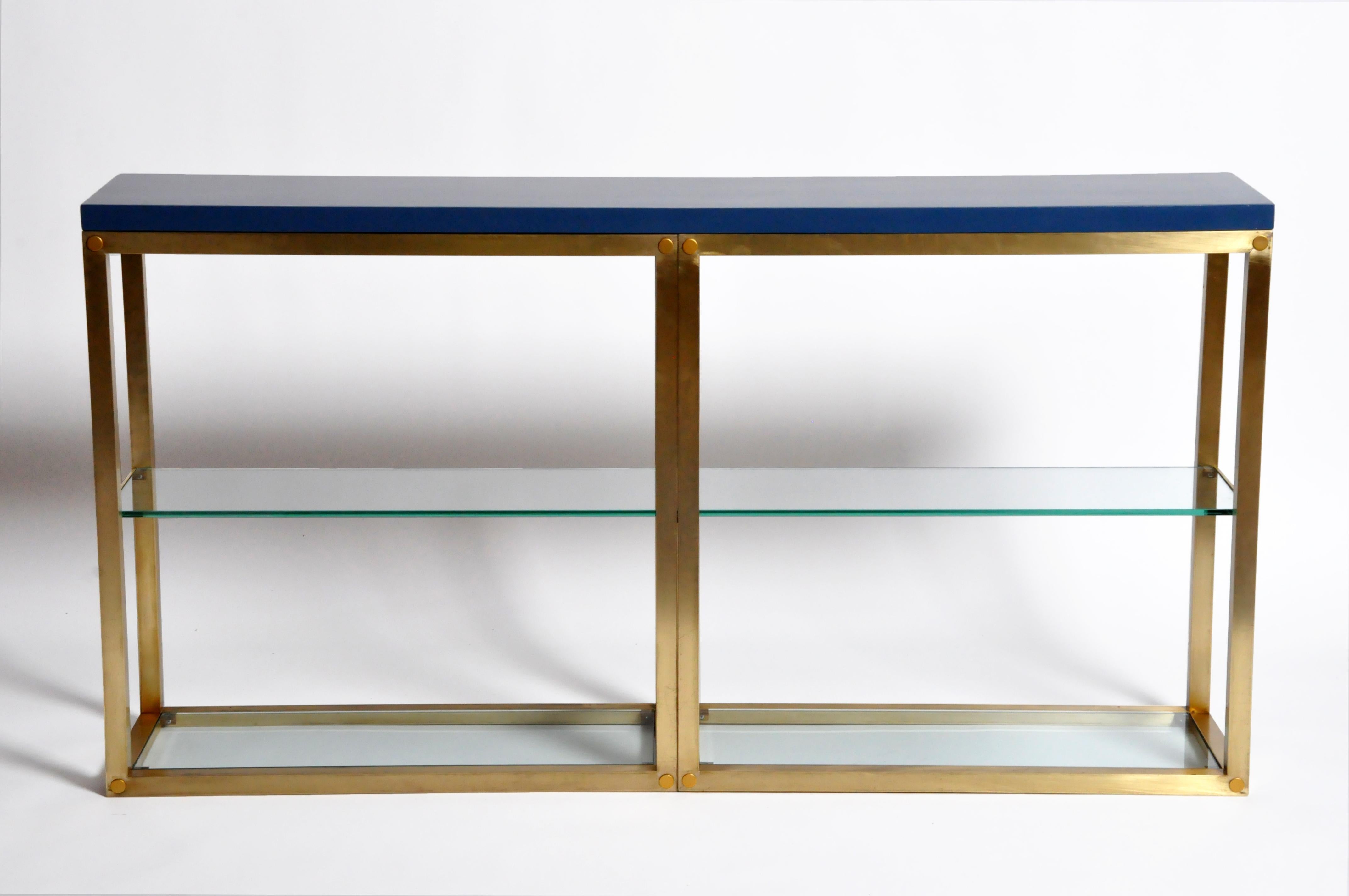 Mid-Century Modern Custom Brass and Glass Console Table
