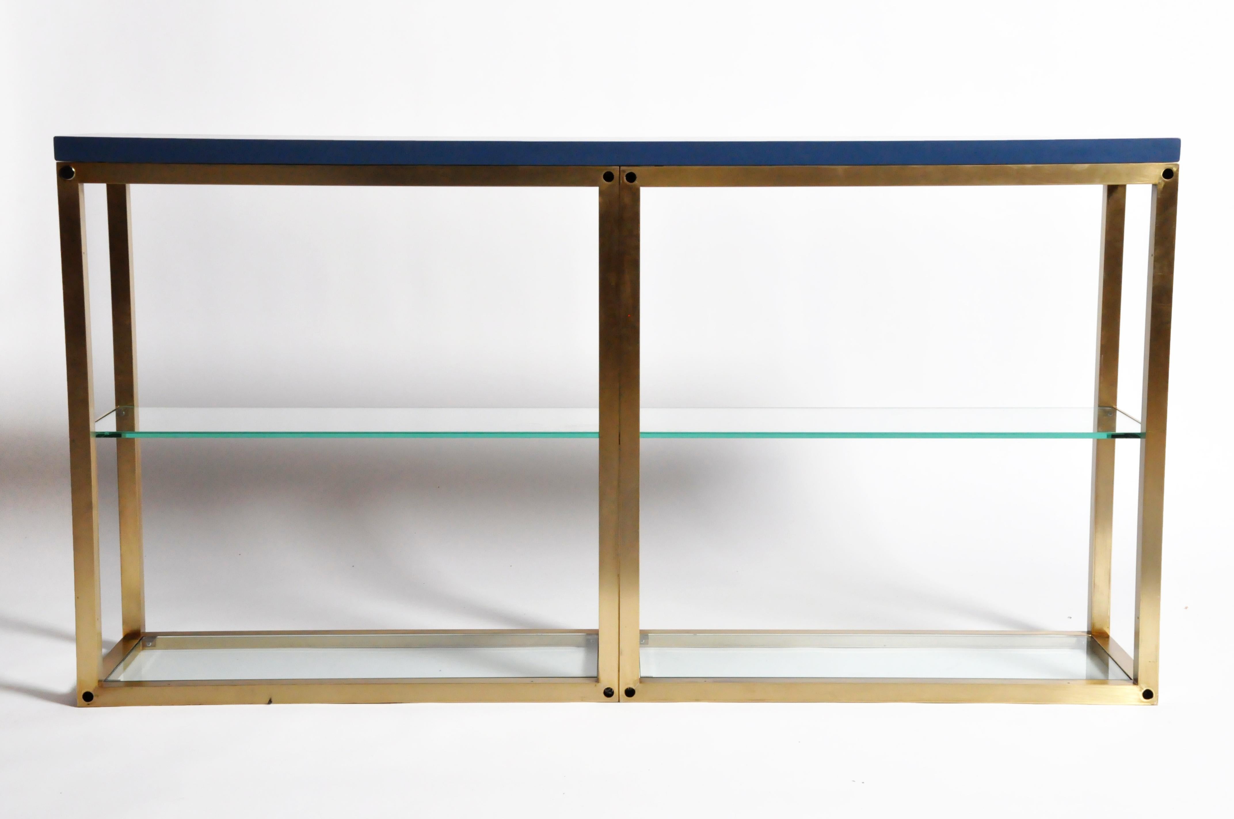 French Custom Brass and Glass Console Table