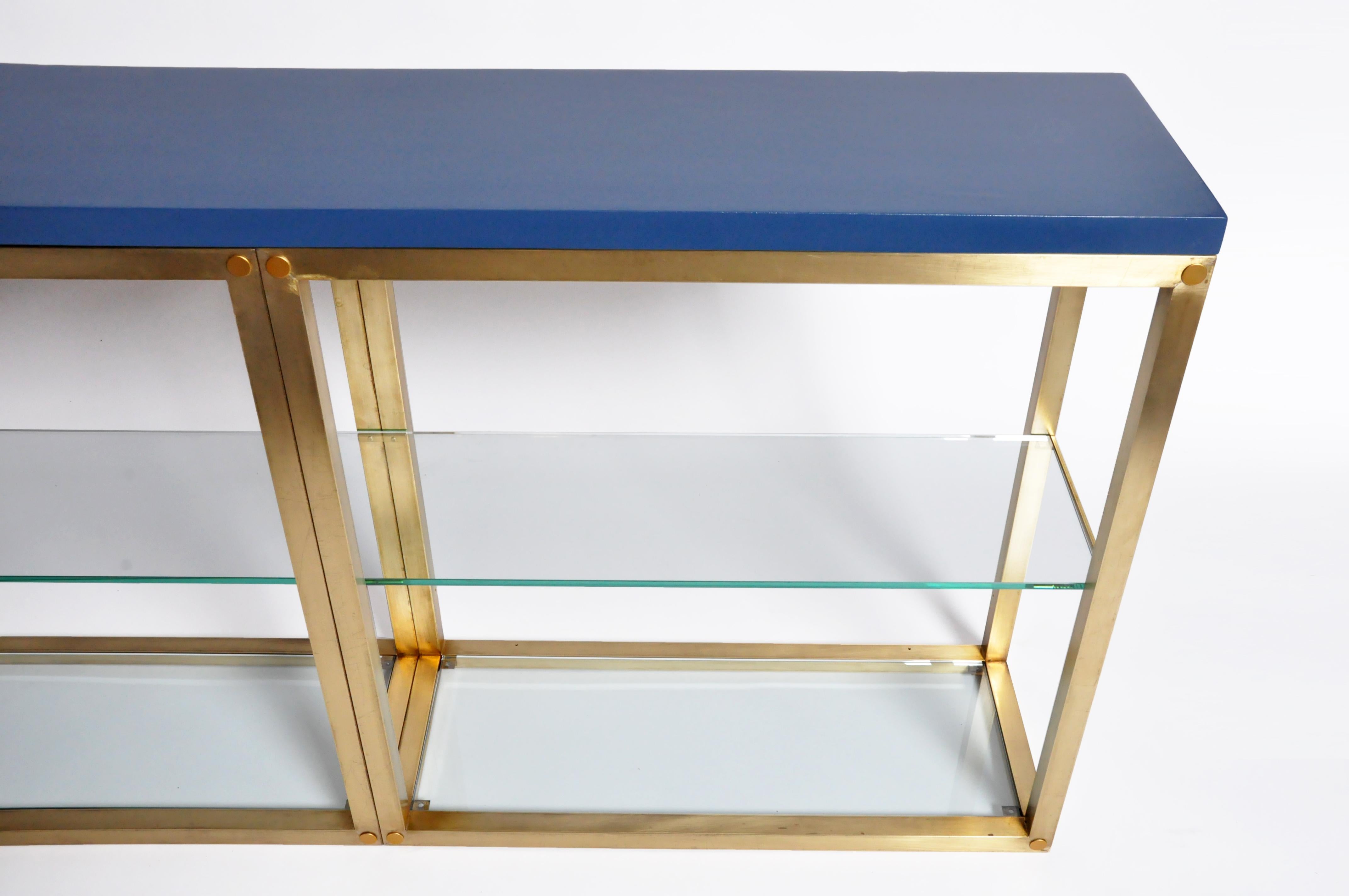 Custom Brass and Glass Console Table In Good Condition In Chicago, IL