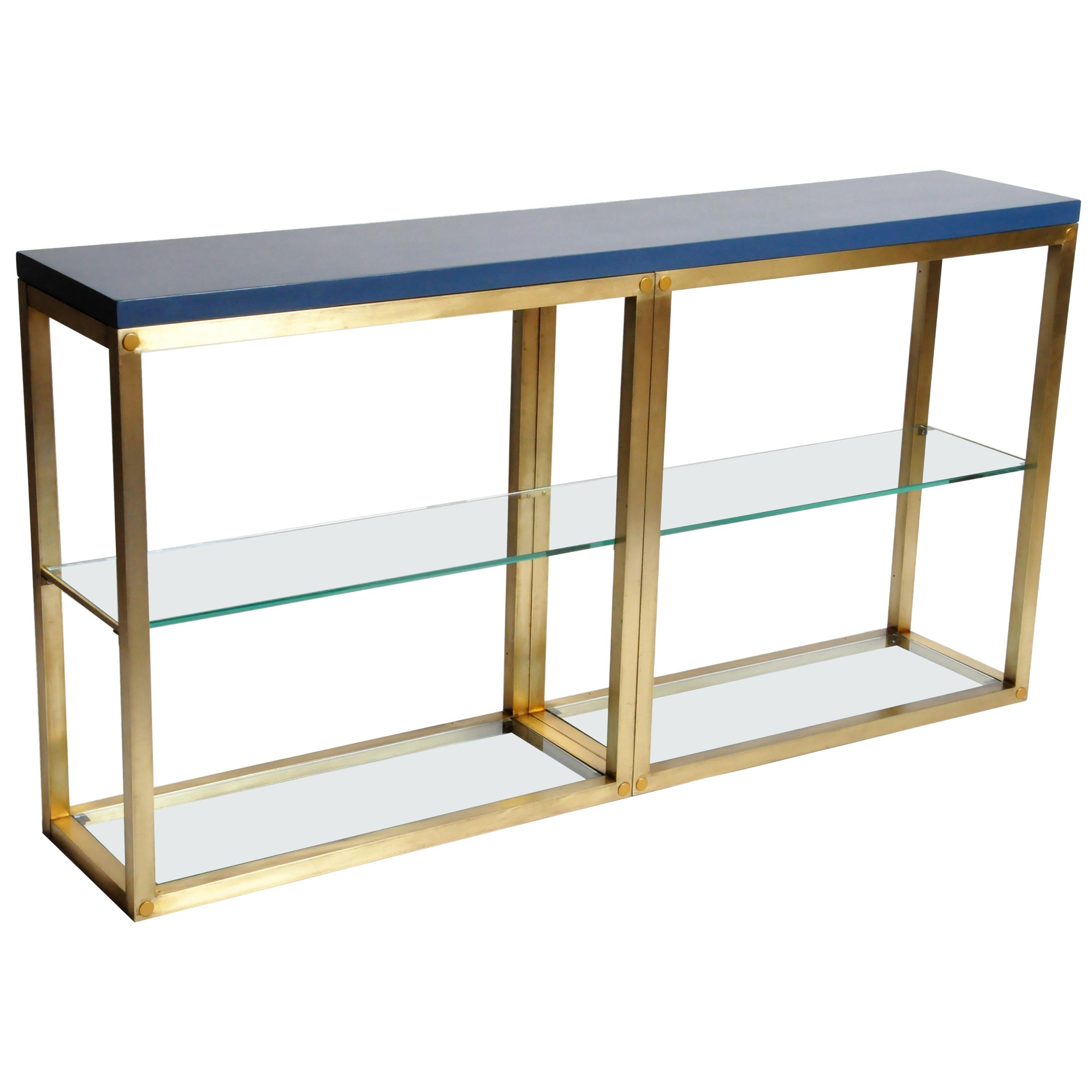 Custom Brass and Glass Console Table