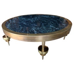 Custom Brass and Marble Coffee Table in the Style of Gio Ponti by Adesso Imports