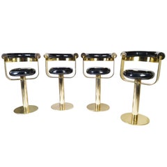 Custom Brass Counter Bar Stools in the Manner of Design For Leisure, circa 1970