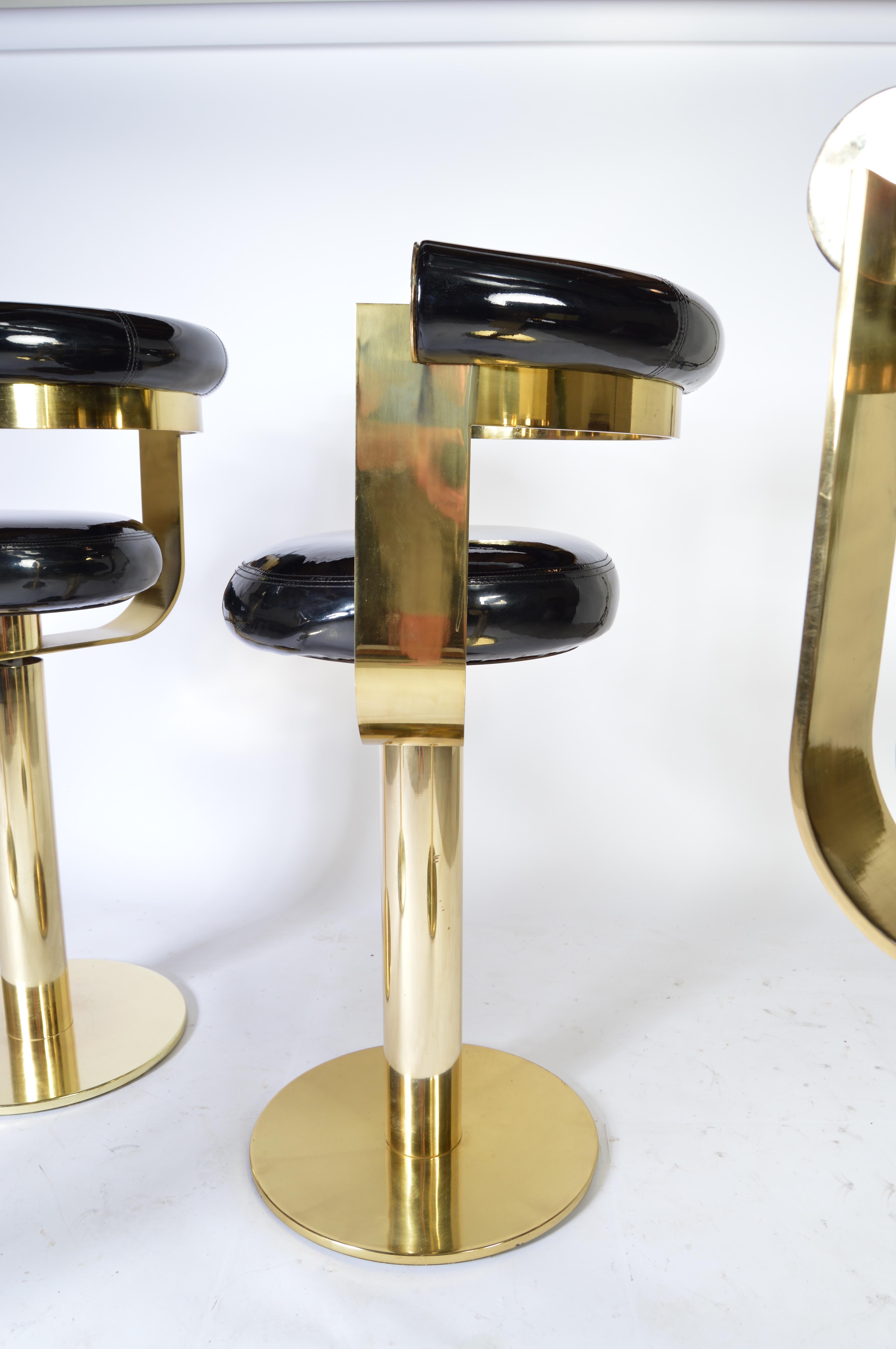 Custom Brass Counter Bar Stools in the Manner of Design For Leisure, circa 1970 (Ende des 20. Jahrhunderts)