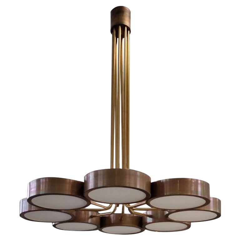 Custom Brass Eight Light Pendant Chandelier by Adesso Imports