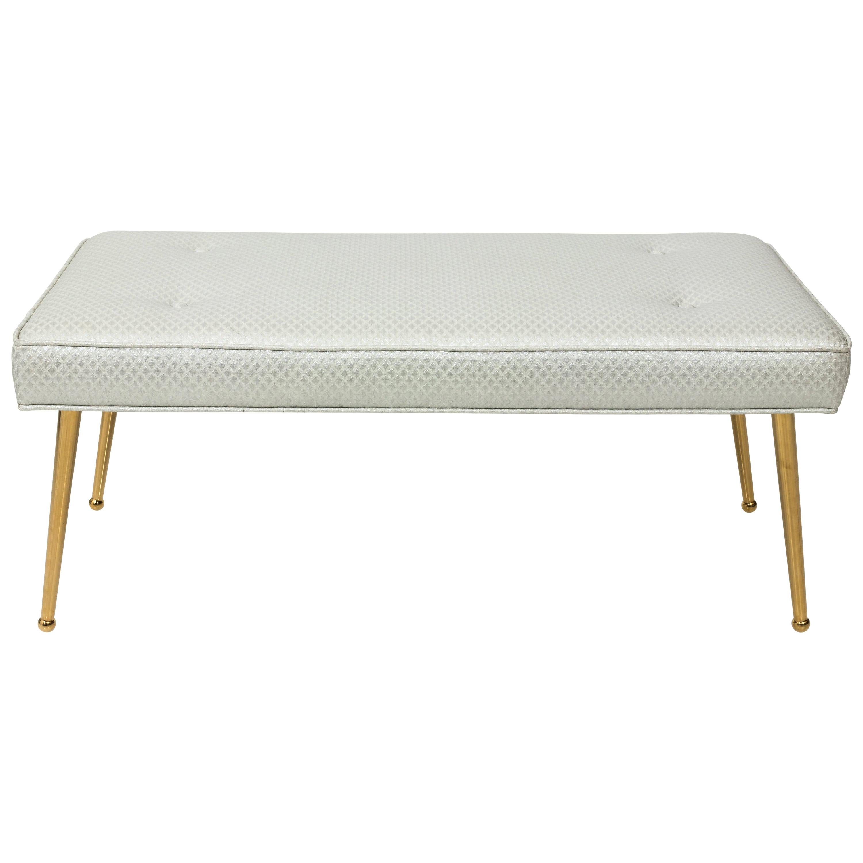 Custom Brass Pointe Leg Bench For Sale