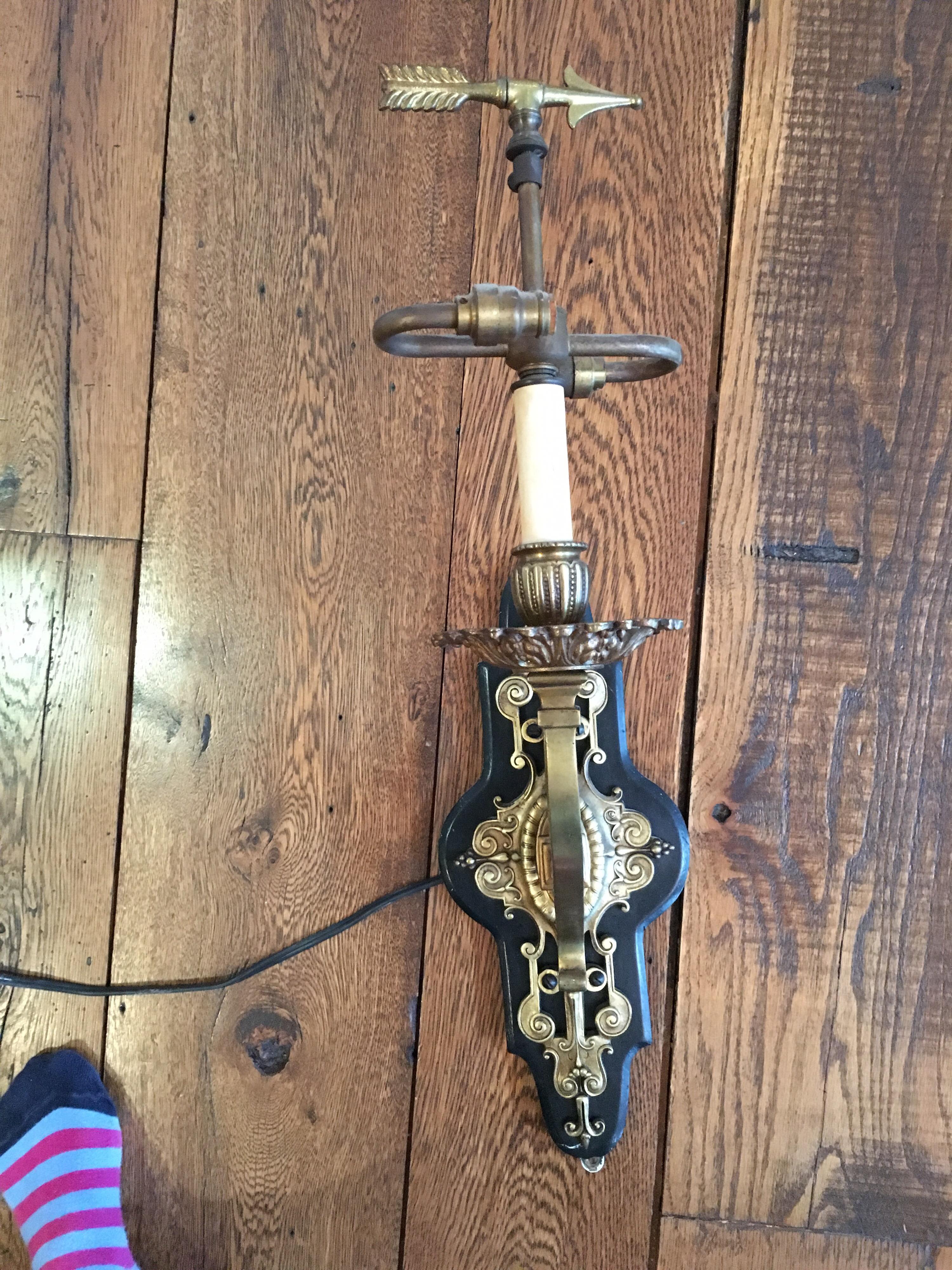 Custom Brass Weathervane Fragment Single Arm Sconce For Sale 7