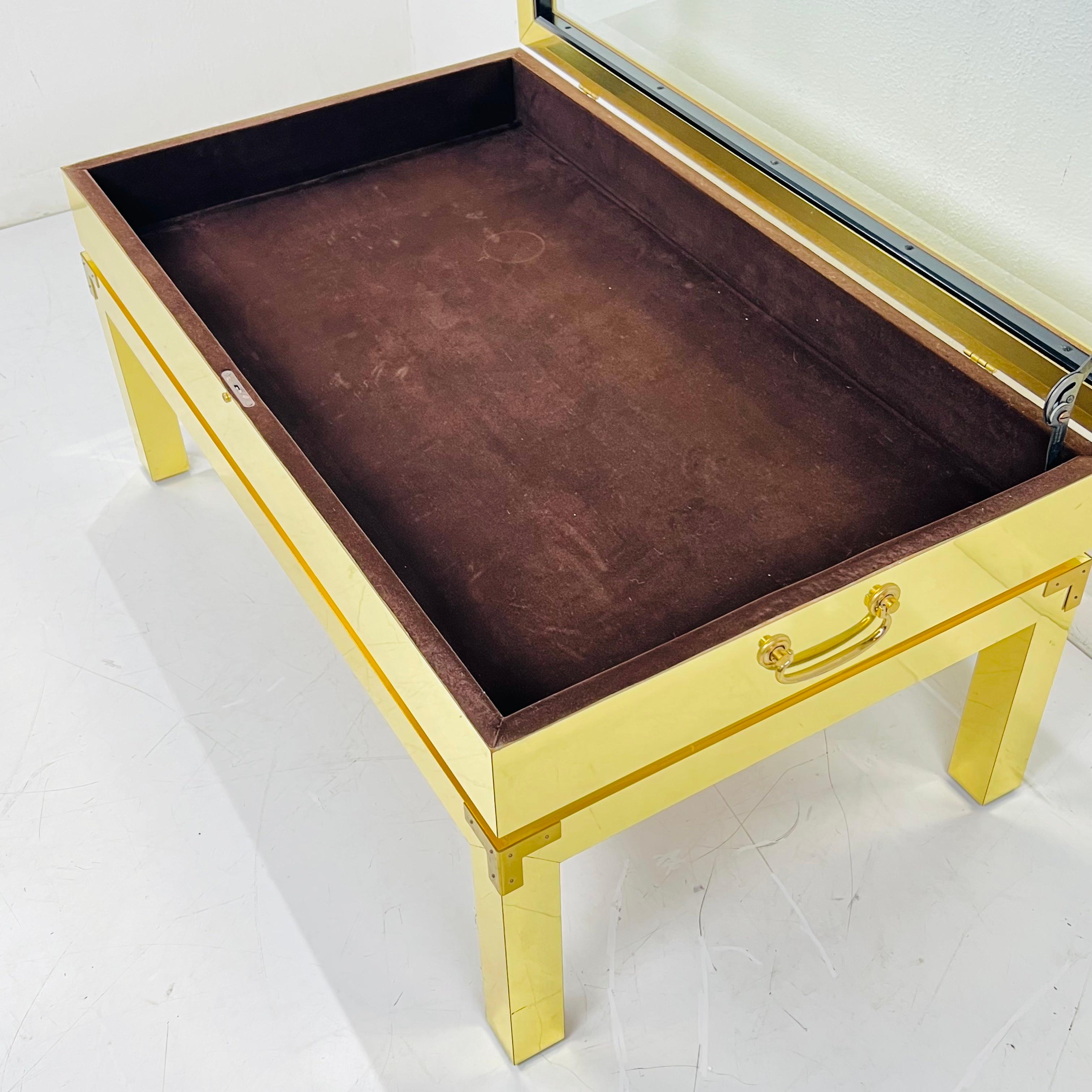 Custom Brass Wrapped Campaign Style Display Table For Sale 7