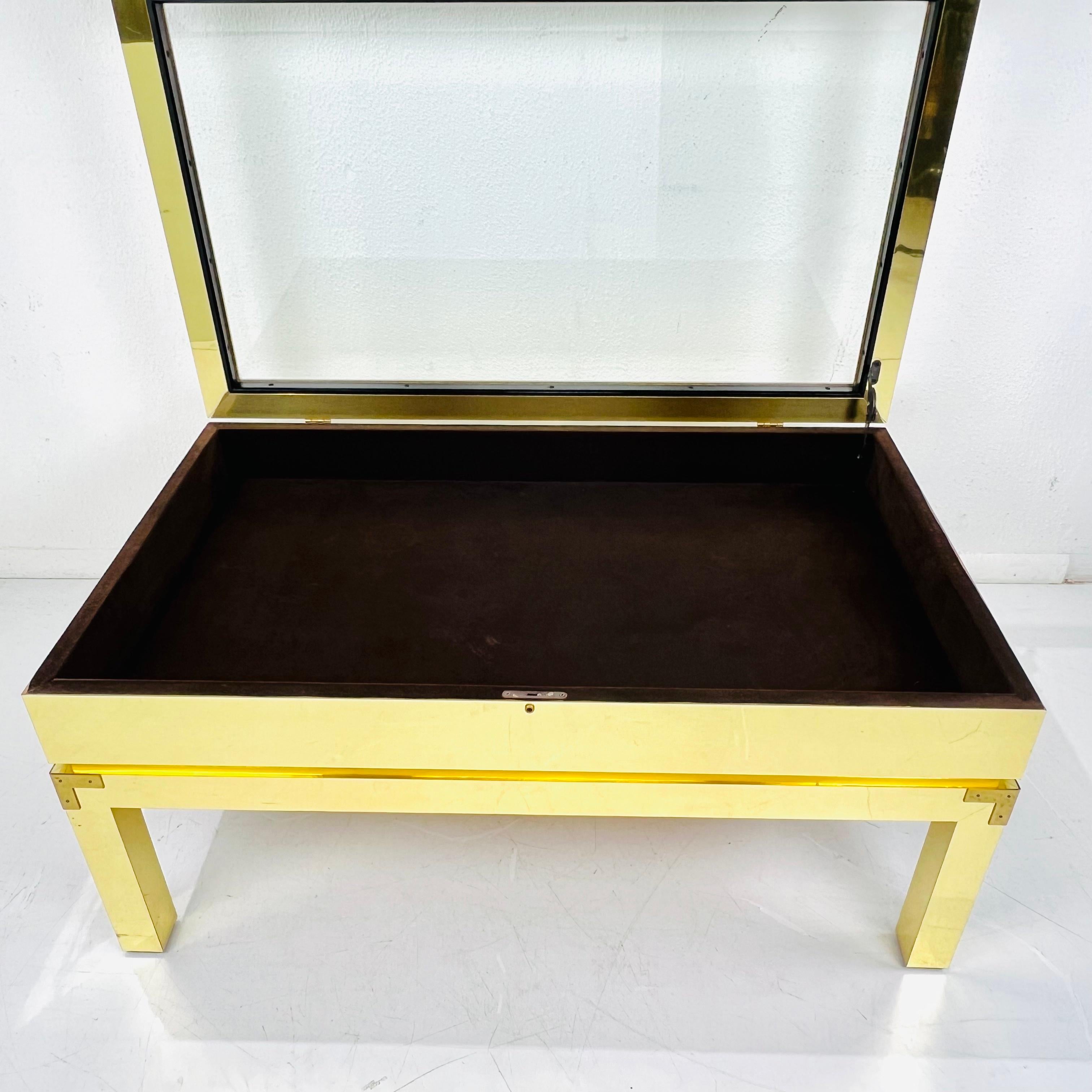 Custom Brass Wrapped Campaign Style Display Table For Sale 8