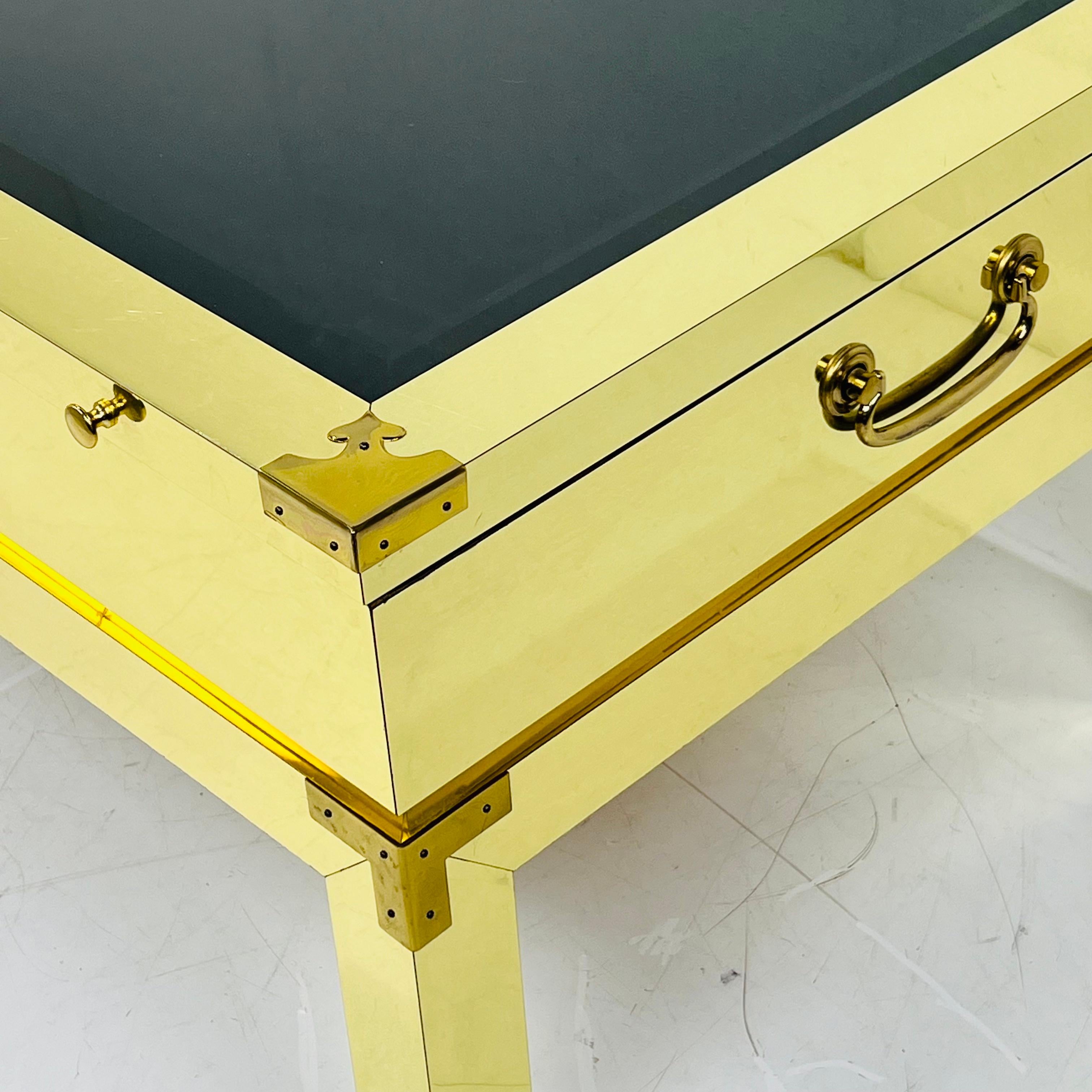 Custom Brass Wrapped Campaign Style Display Table For Sale 5