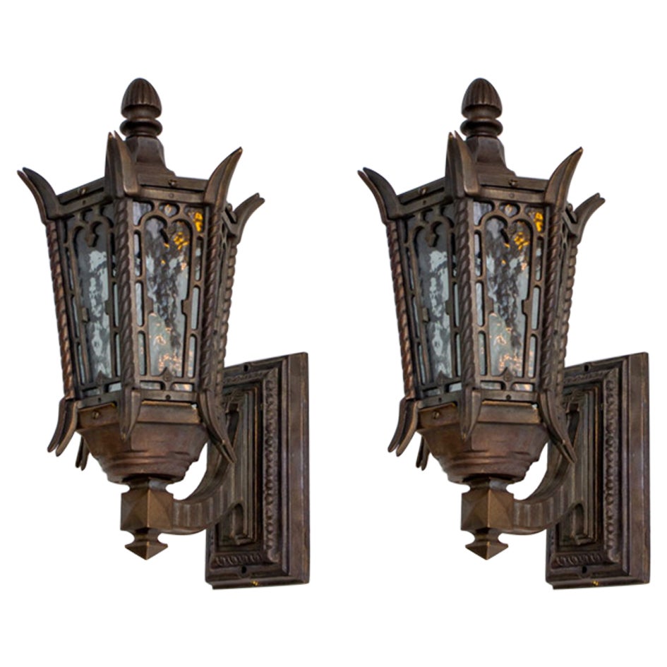 Custom Bronze Exterior Sconces, a Pair